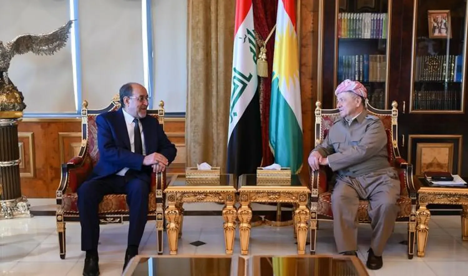 KDP lideri Mesud Barzani ile Kanun Devleti Koalisyonu lideri Nuri el-Maliki dün Erbil'de bir araya geldi