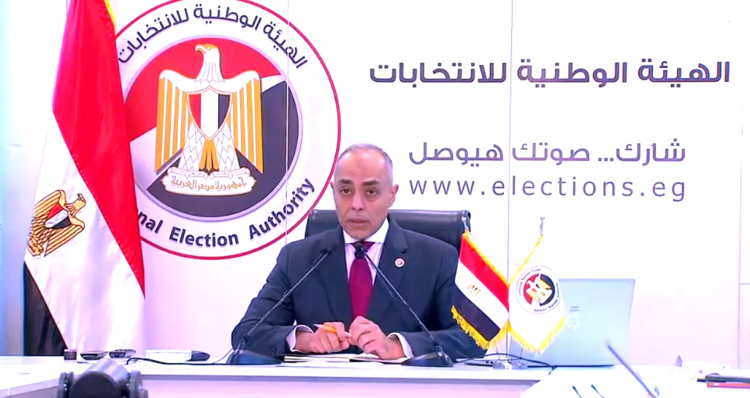 القاضي أحمد بنداري مدير الجهاز التنفيذي للهيئة الوطنية للانتخابات خلال مؤتمر صحافي (لقطة مثبتة)