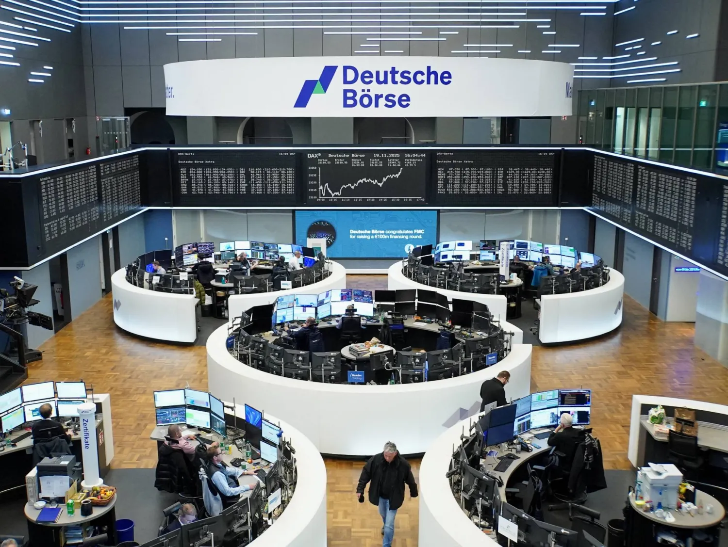 رسم بياني لمؤشر أسعار الأسهم الألماني «داكس» في بورصة فرانكفورت (رويترز)