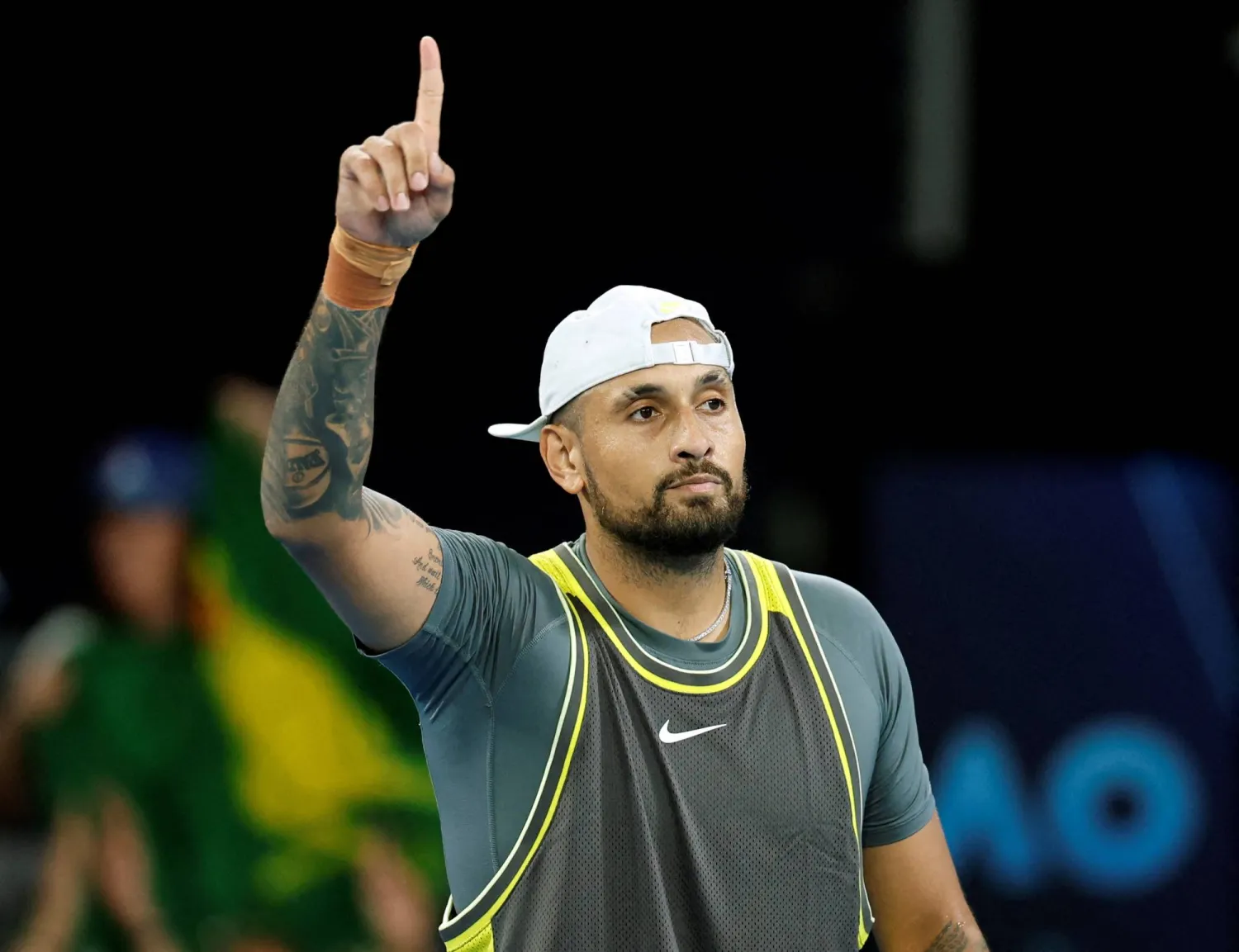 Tennis - Australian Open - Melbourne Park, Melbourne, Australia - January 13, 2025 Australia's Nick Kyrgios gestures during his first round match against Britain's Jacob Fearnley. (Reuters)