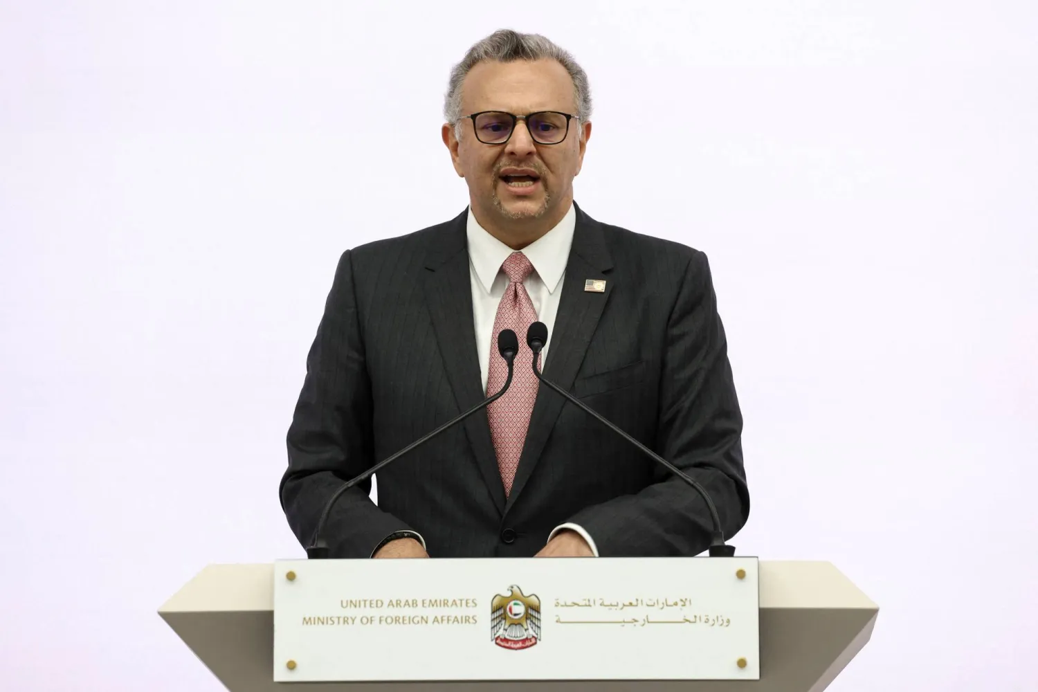 US Senior Advisor for Arab and African Affairs, Massad Boulos, speaks during a press conference on the ongoing conflict in Sudan, in Abu Dhabi, United Arab Emirates, November 25, 2025. (Reuters)
