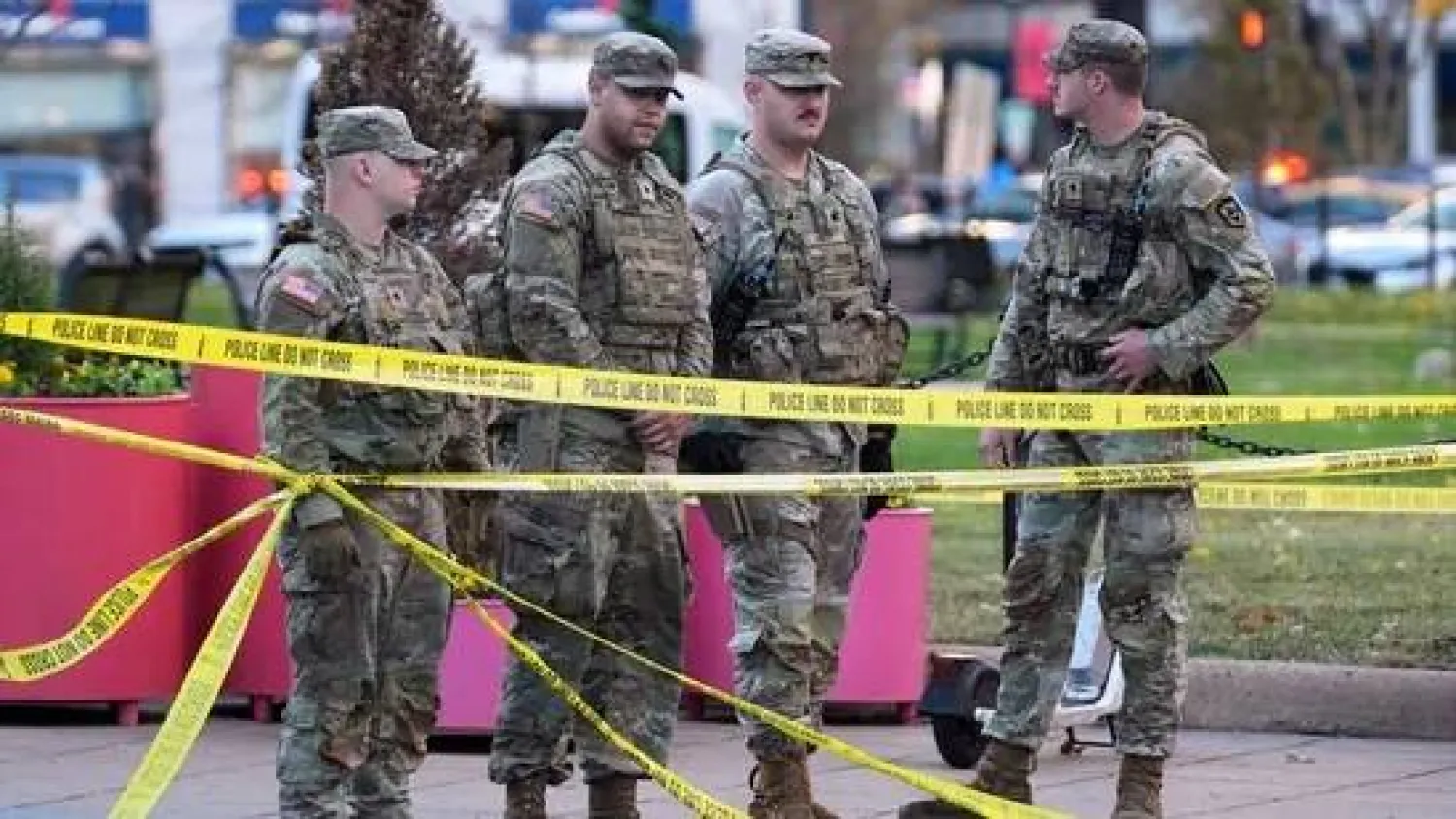 National Guard are seen after reports of two National Guard soldiers shot near the White House in Washington, Wednesday(AP)
