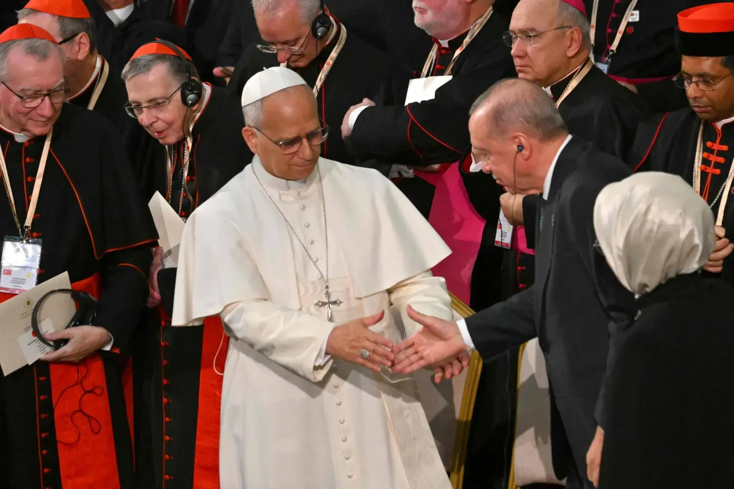 Cumhurbaşkanı Erdoğan, Papa Francis'i dün Ankara'daki Cumhurbaşkanlığı Sarayı'nda karşıladı (AFP)