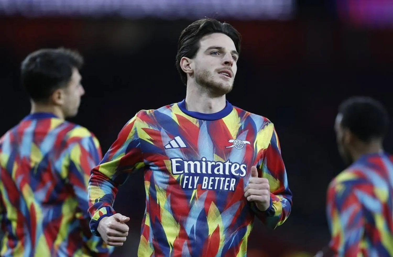 Football - UEFA Champions League - Arsenal v Bayern Munich - Emirates Stadium, London, Britain - November 26, 2025 Arsenal's Declan Rice during the warm up before the match. (Action Images via Reuters)