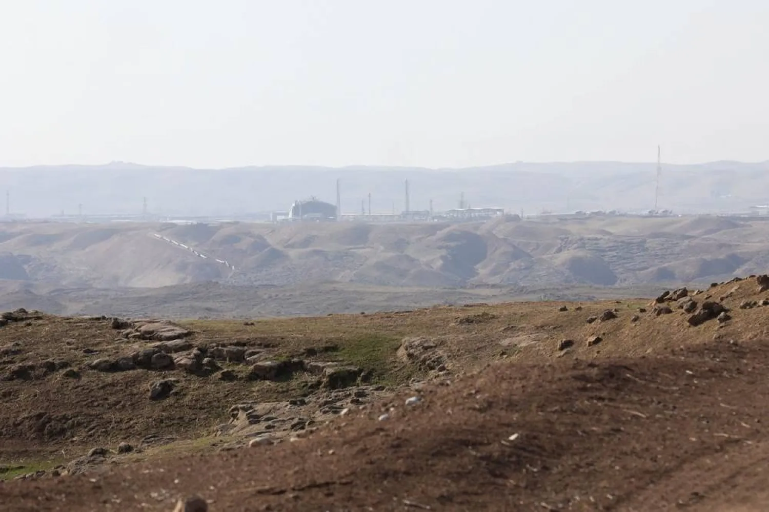  The Khor Mor gas field after a rocket attack near Chamchamal, in Sulaymaniyah province, Iraq, November 27, 2025. (Reuters)