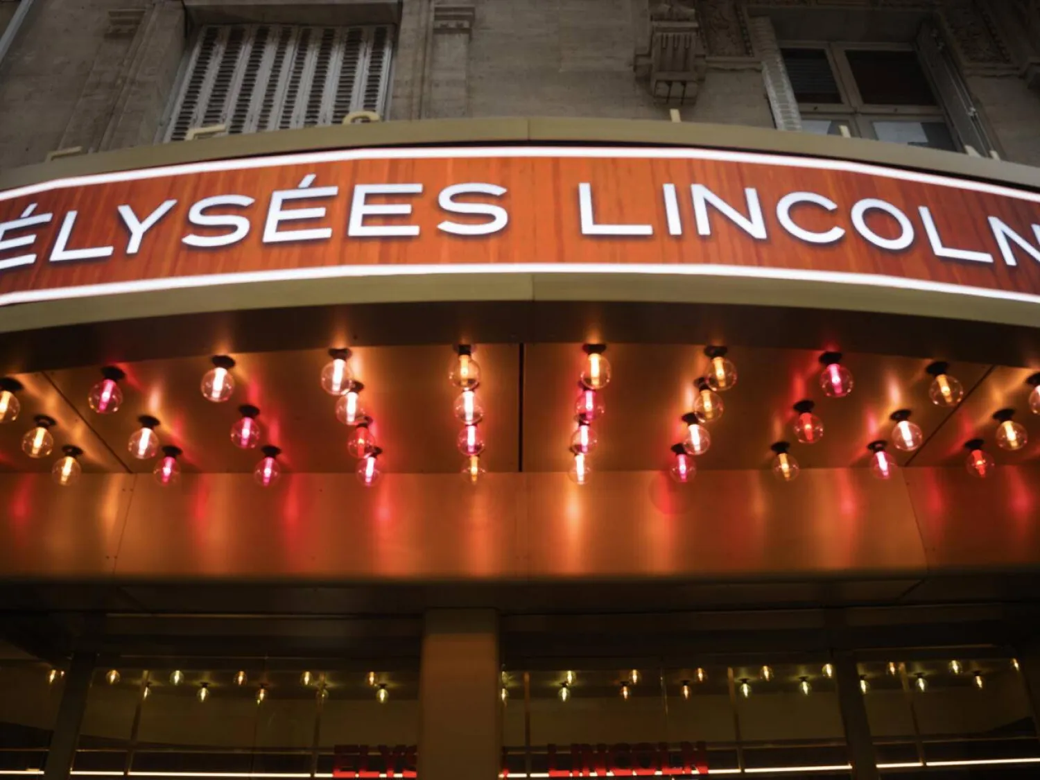 The entrance to the newly renovated Elysees Lincoln cinema. Dimitar DILKOFF / AFP
