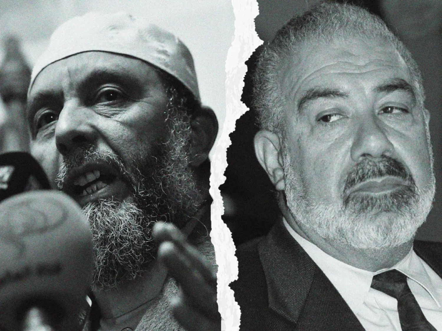 Cezayir Adalet ve Kalkınma Cephesi Partisi lideri Abdullah Caballah ve Barış Toplumu Hareketi lideri Şeyh Mahfuz Nahnah (AFP)