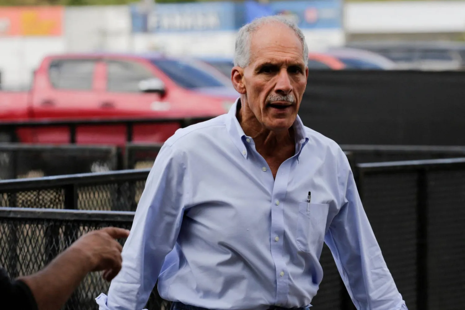 Presidential candidate Nasry Asfura of the National Party of Honduras arrives to hold a press conference after the general election, in Tegucigalpa, Honduras, December 1, 2025. REUTERS/Leonel Estrada