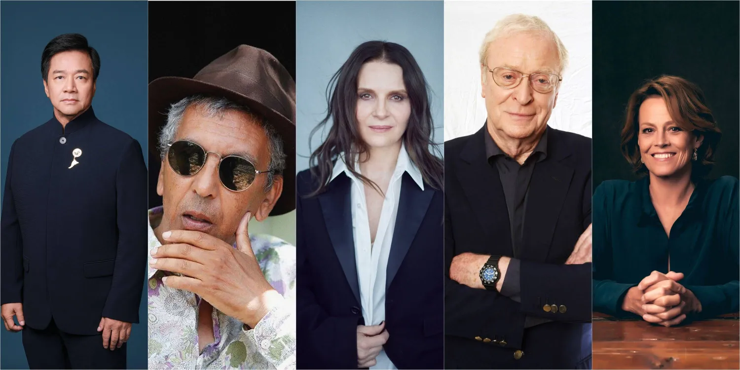 ‎⁨السير مايكل كين وجولييت بينوش وستانلي تونغ ورشيد بوشارب ووسيغورني ويفر (إدارة المهرجان)⁩