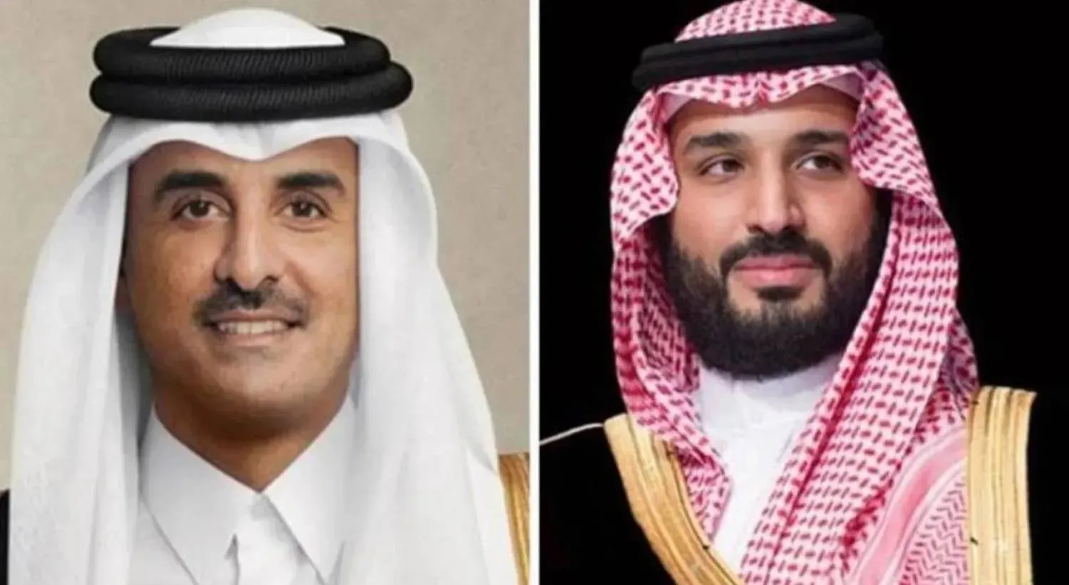 ولي العهد السعودي الأمير محمد بن سلمان والشيخ تميم بن حمد أمير دولة قطر (الشرق الأوسط)