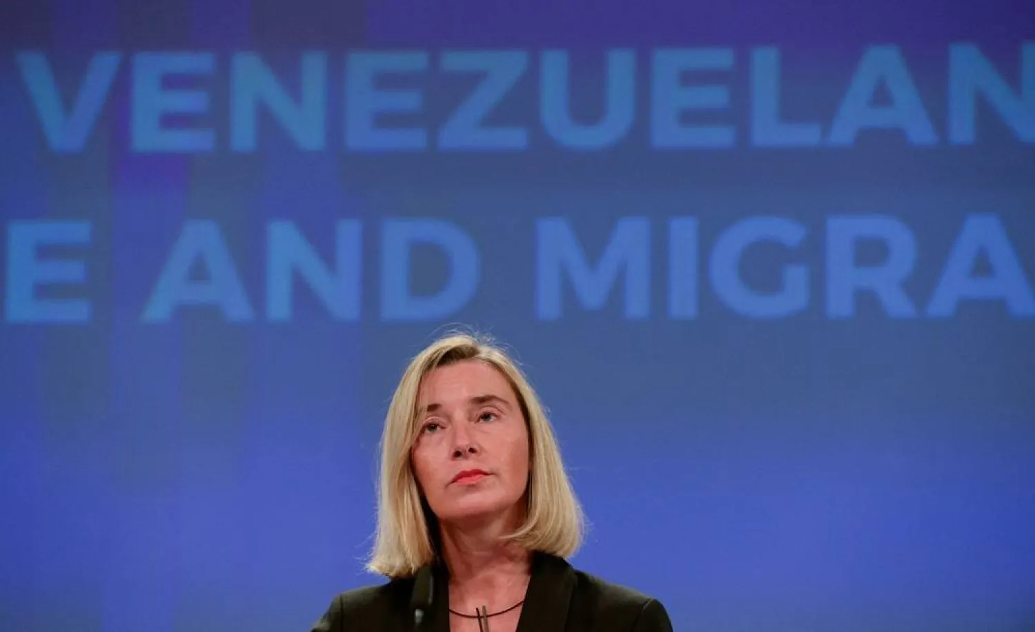 European Union Foreign Policy Chief Federica Mogherini takes part in a press conference after an International Solidarity Conference on the Venezuelan Refugee and Migrant crisis, in Brussels, Belgium October 29, 2019. (Reuters) 