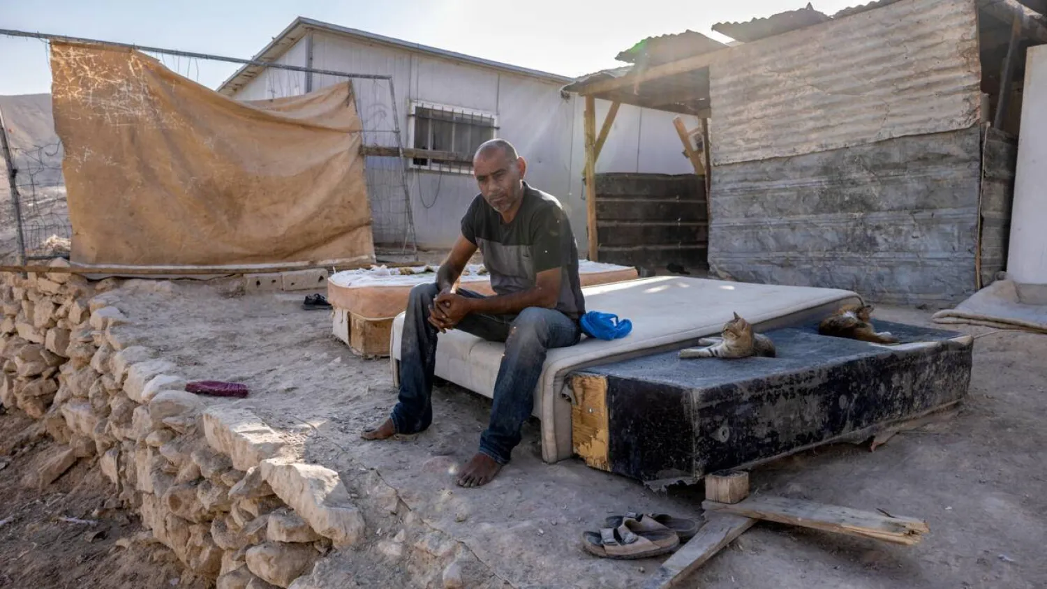 AFP visited Ahmed Kaabneh weeks before he was forced to flee his home in the al-Hathrura area. Menahem Kahana / AFP
