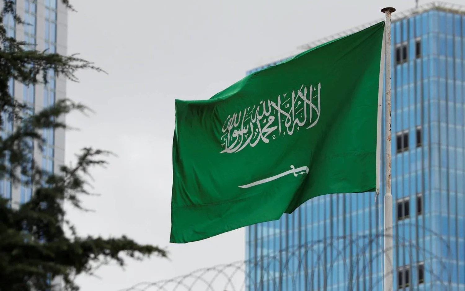 The Saudi flag. Asharq Al-Awsat
