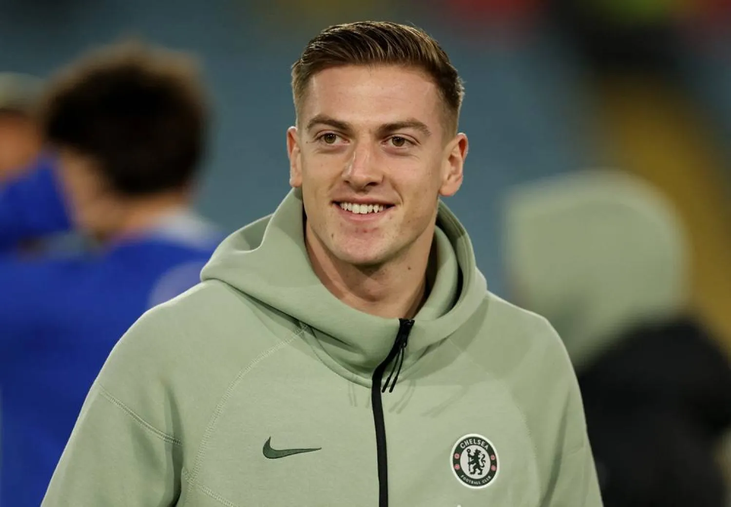 Football - Premier League - Leeds United v Chelsea - Elland Road, Leeds, Britain - December 3, 2025 Chelsea's Liam Delap on the pitch before the match. (Reuters)