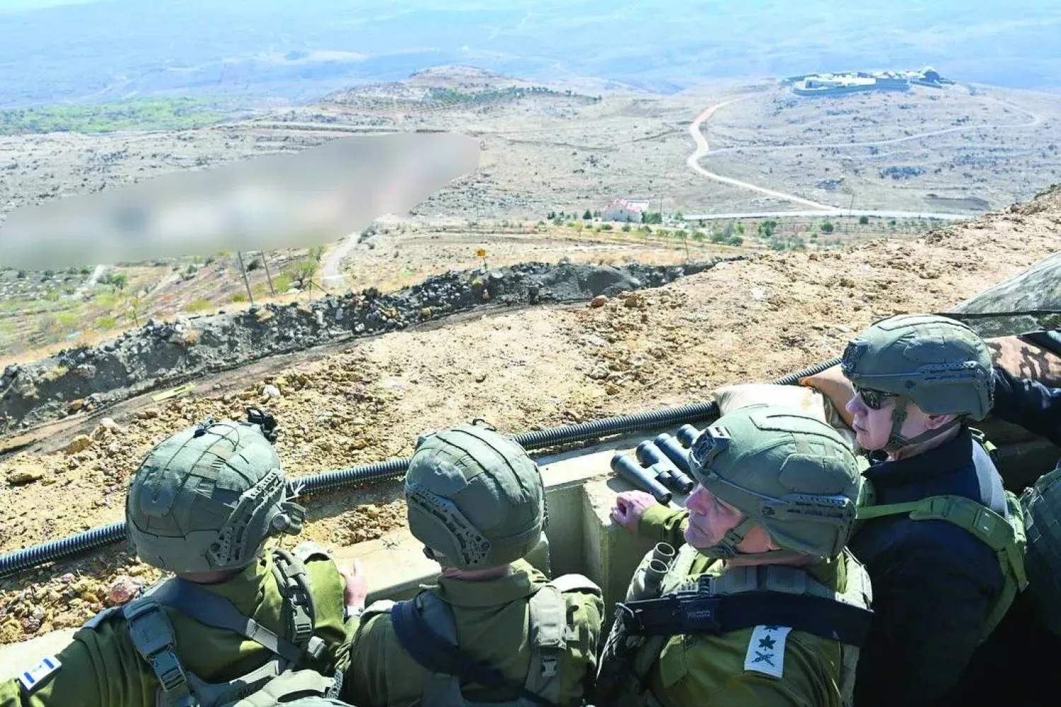 Israeli Prime Minister Benjamin Netanyahu visits the buffer zone with Syria on Nov. 19, accompanied by senior defense, foreign affairs, and security officials. (Government Press Office) 