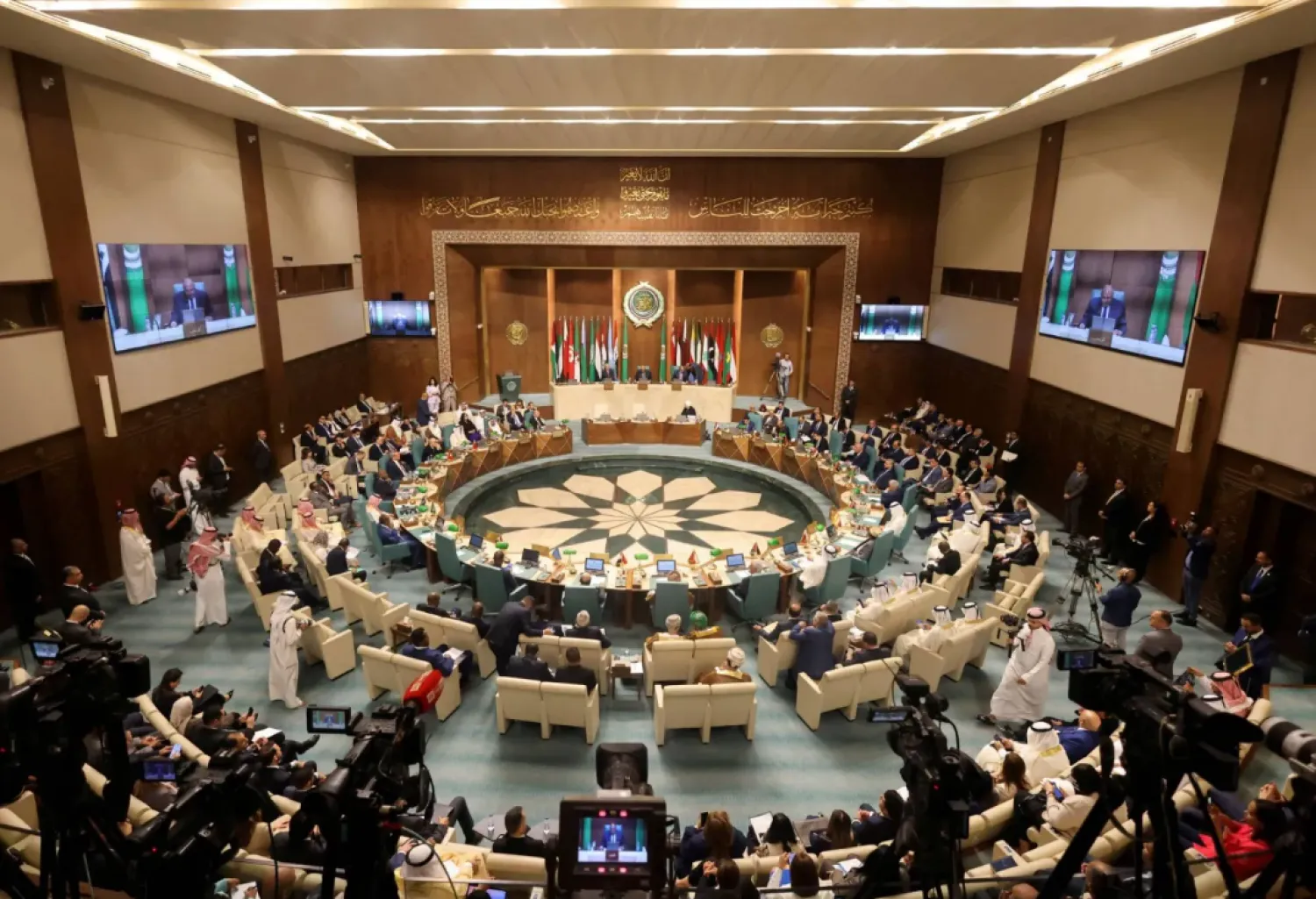 A general view shows the opening session of the meeting of Arab foreign ministers at the Arab League Headquarters (Reuters)
