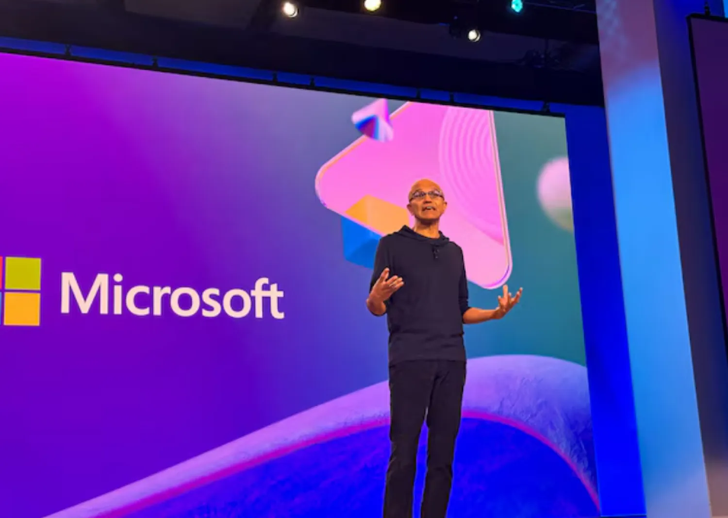 Microsoft Chief Executive Satya Nadella speaks at the company's annual developer conference in Seattle, Washington, US, May 21, 2024. REUTERS/Max Cherney