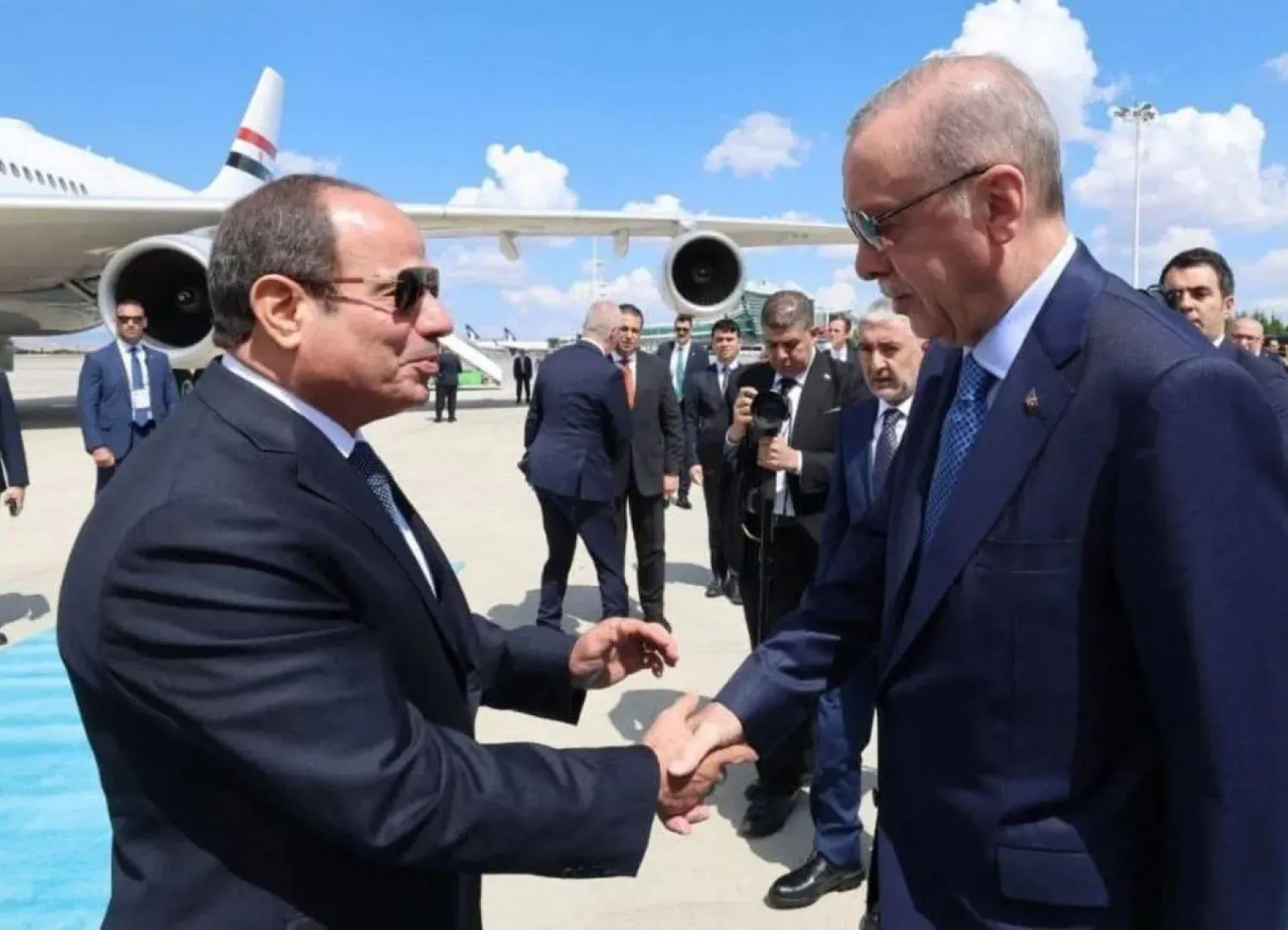 الرئيس المصري عبد الفتاح السيسي خلال استقبال نظيرة التركي في القاهرة فبراير 2024 (الرئاسة المصرية)