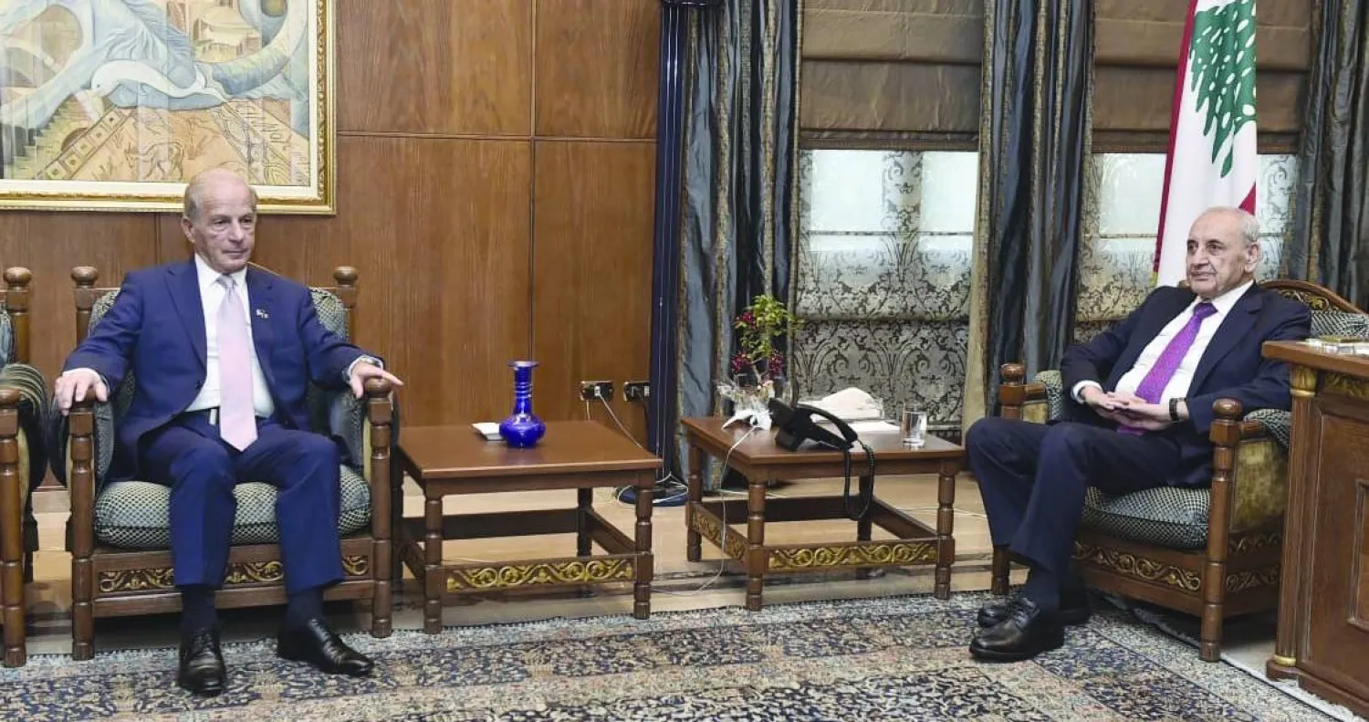 
رئيس البرلمان اللبناني نبيه بري مستقبلاً السفير الأميركي ميشال عيسى (رئاسة البرلمان)
