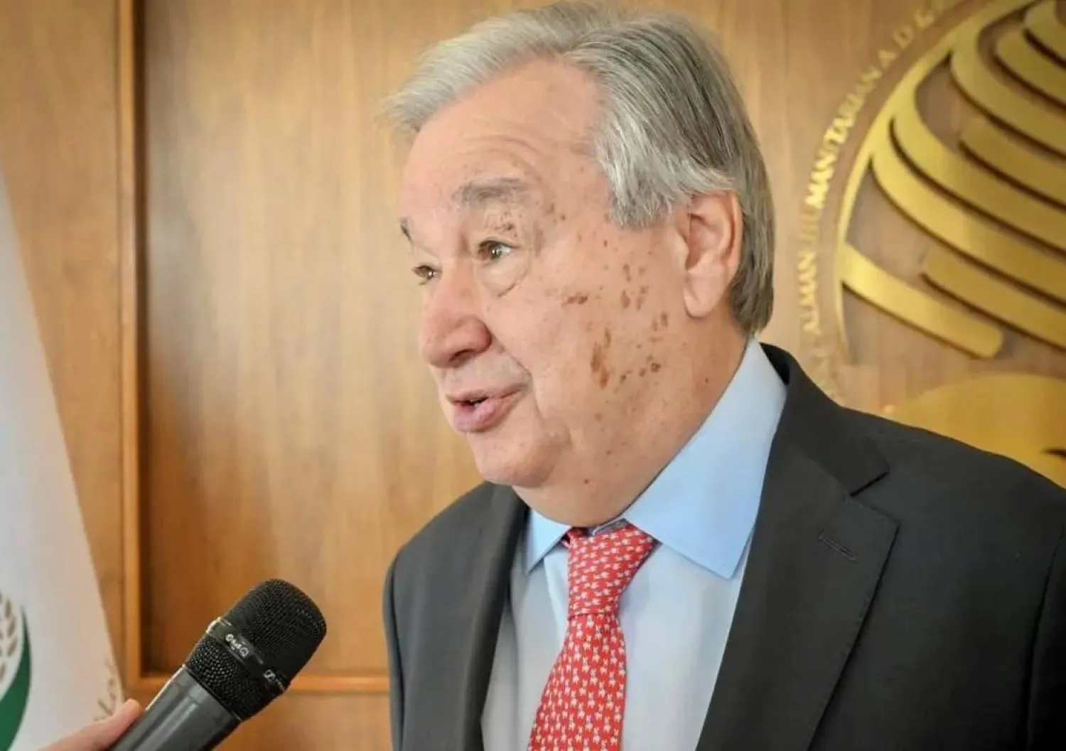 
مصاحبه دبیرکل سازمان ملل متحد با خبرگزاری رسمی سعودی در مرکز امداد و اقدامات بشردوستانه ملک سلمان در ریاض، روز پنجشنبه (واس)