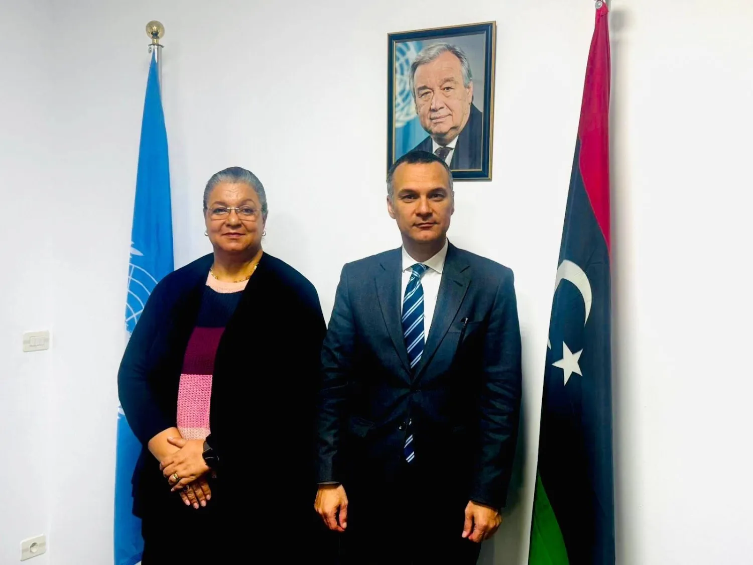 تيتيه والقائم بالأعمال المصري تامر الحفني في لقاء بطرابلس (البعثة الأممية)