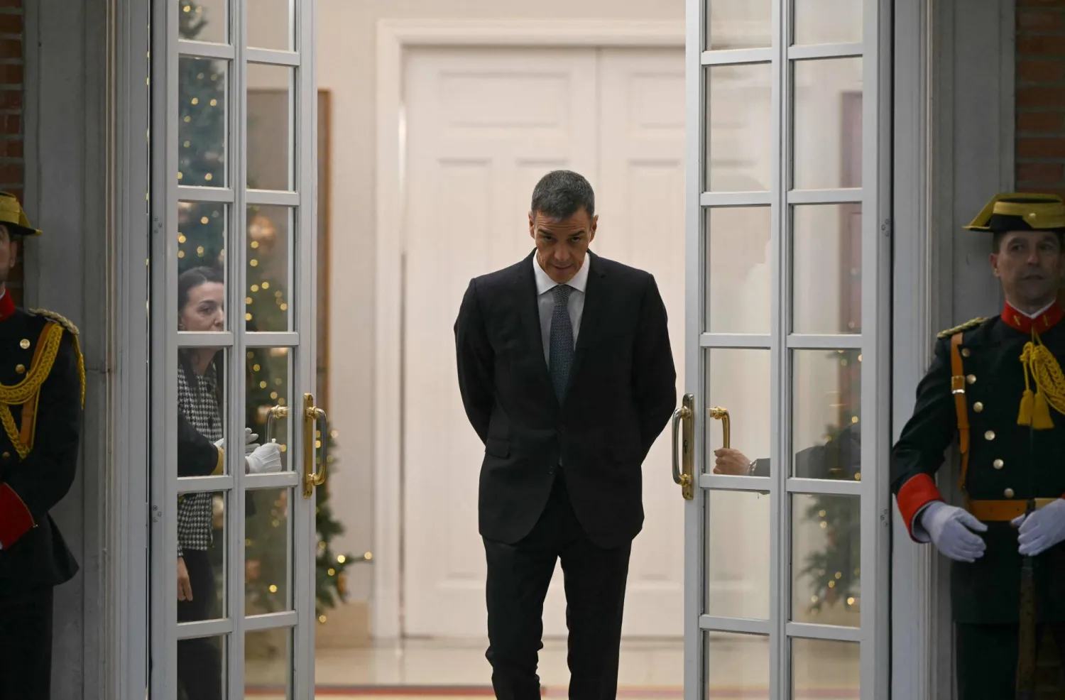 رئيس الوزراء الإسباني بيدرو سانشيز في مدريد (أ.ف.ب)