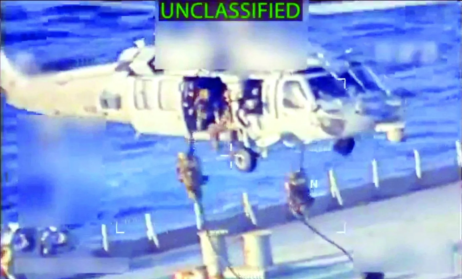 This screen grab from a video posted by US Attorney General Pam Bondi on her X account on December 10, 2025 shows what Bondi says is the execution of "a seizure warrant for a crude oil tanker used to transport sanctioned oil from Venezuela and Iran" off the coast of Venezuela on December 10. (Photo by Handout / US Attorney General Pam Bondi's X account / AFP) 