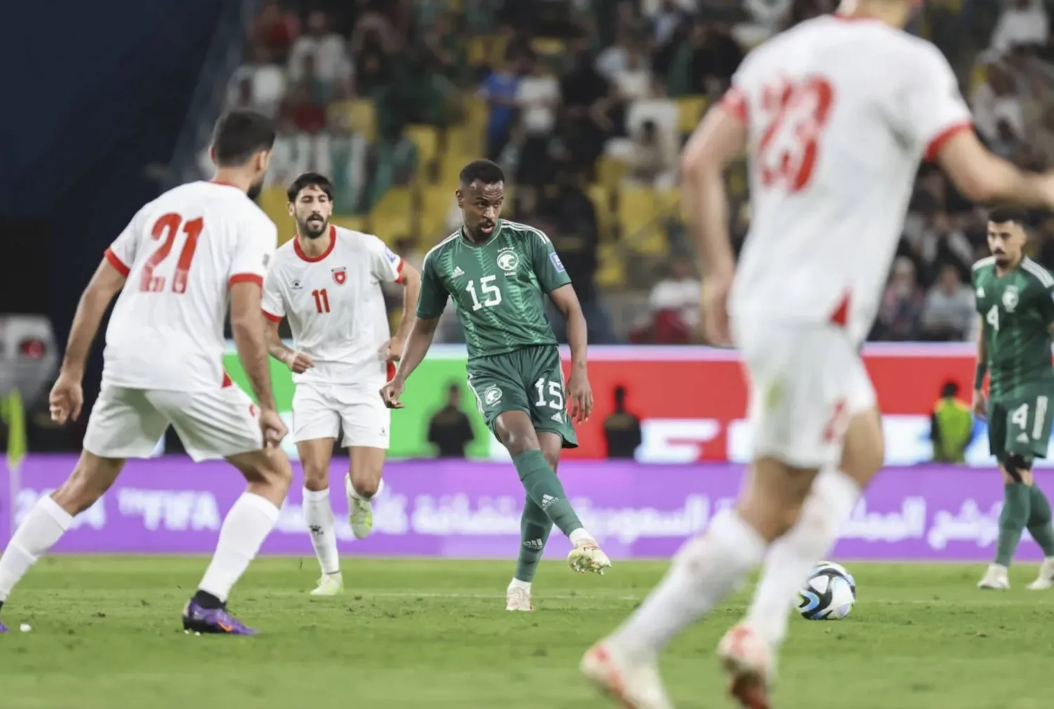 جانب من مباراة سابقة للسعودية أمام الأردن (يزيد السمراني)