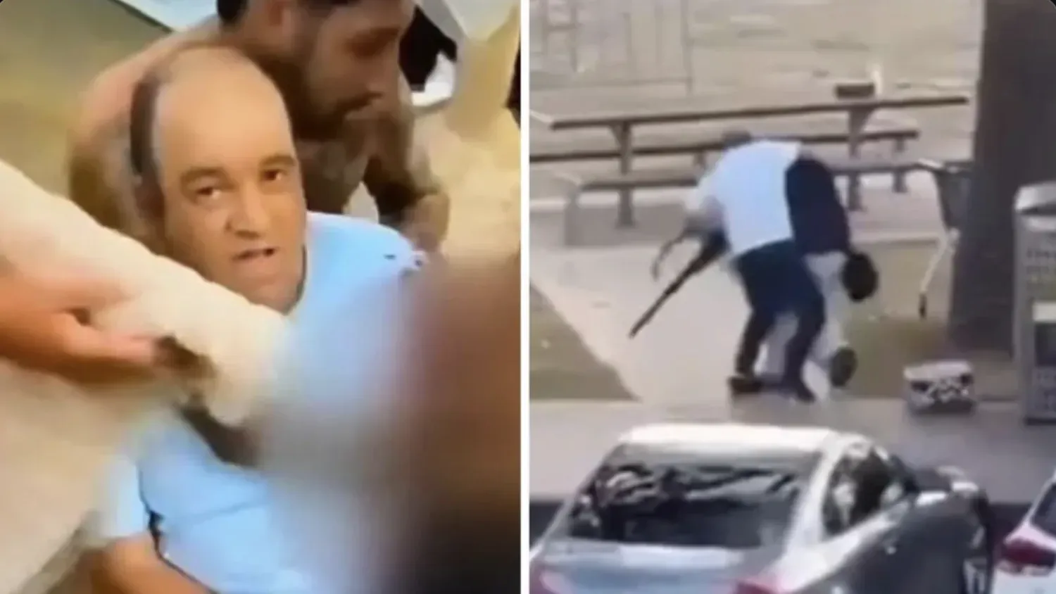 Ahmed'in silahlı saldırganla karşı karşıya geldiği anı ve vurulduktan sonra tedavi edildiği anı gösteren bir videodan alınan birleşik görüntü (Dolaşımda)