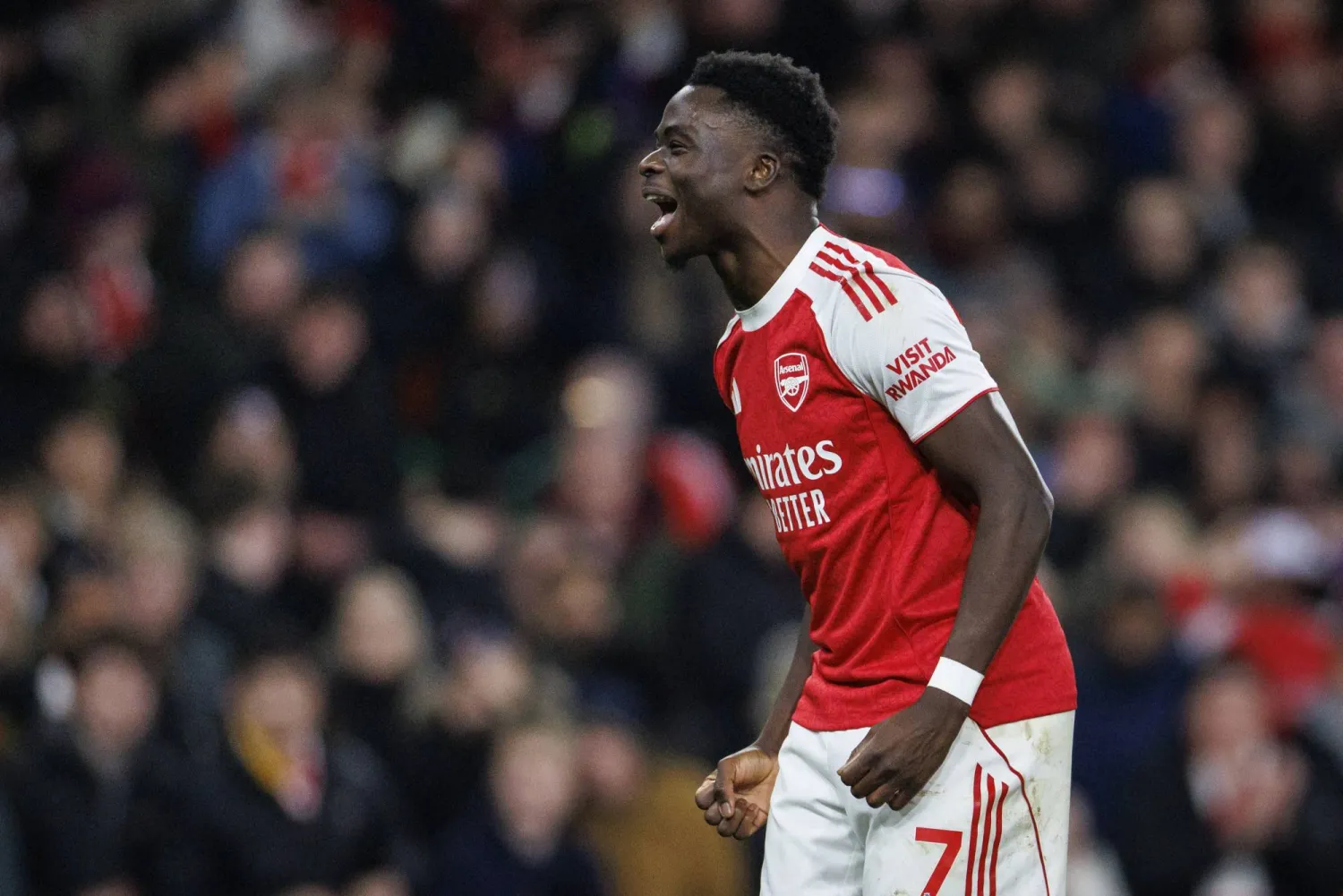 بوكايو ساكا مهاجم آرسنال (إ.ب.أ)