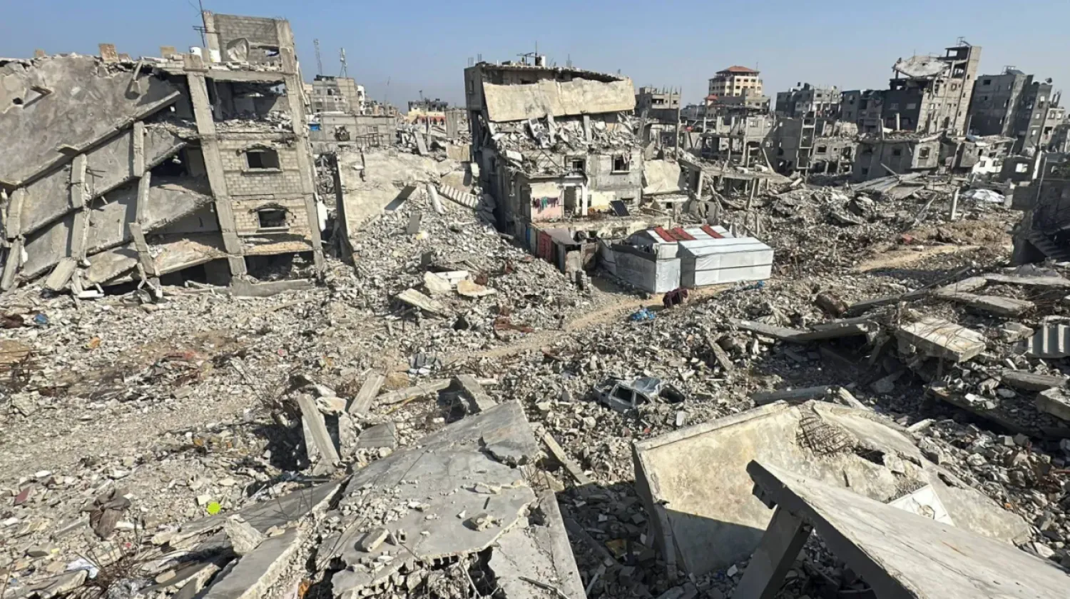 Destroyed buildings, amid a ceasefire between Israel and Hamas, in Khan Younis in the southern Gaza Strip November 18, 2025. (Reuters)
