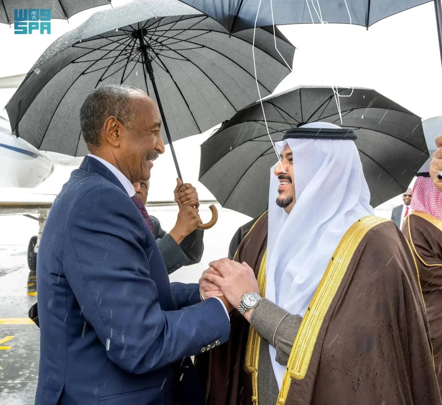 President of Sudan's Transitional Sovereignty Council arrives in Riyadh. (SPA) 