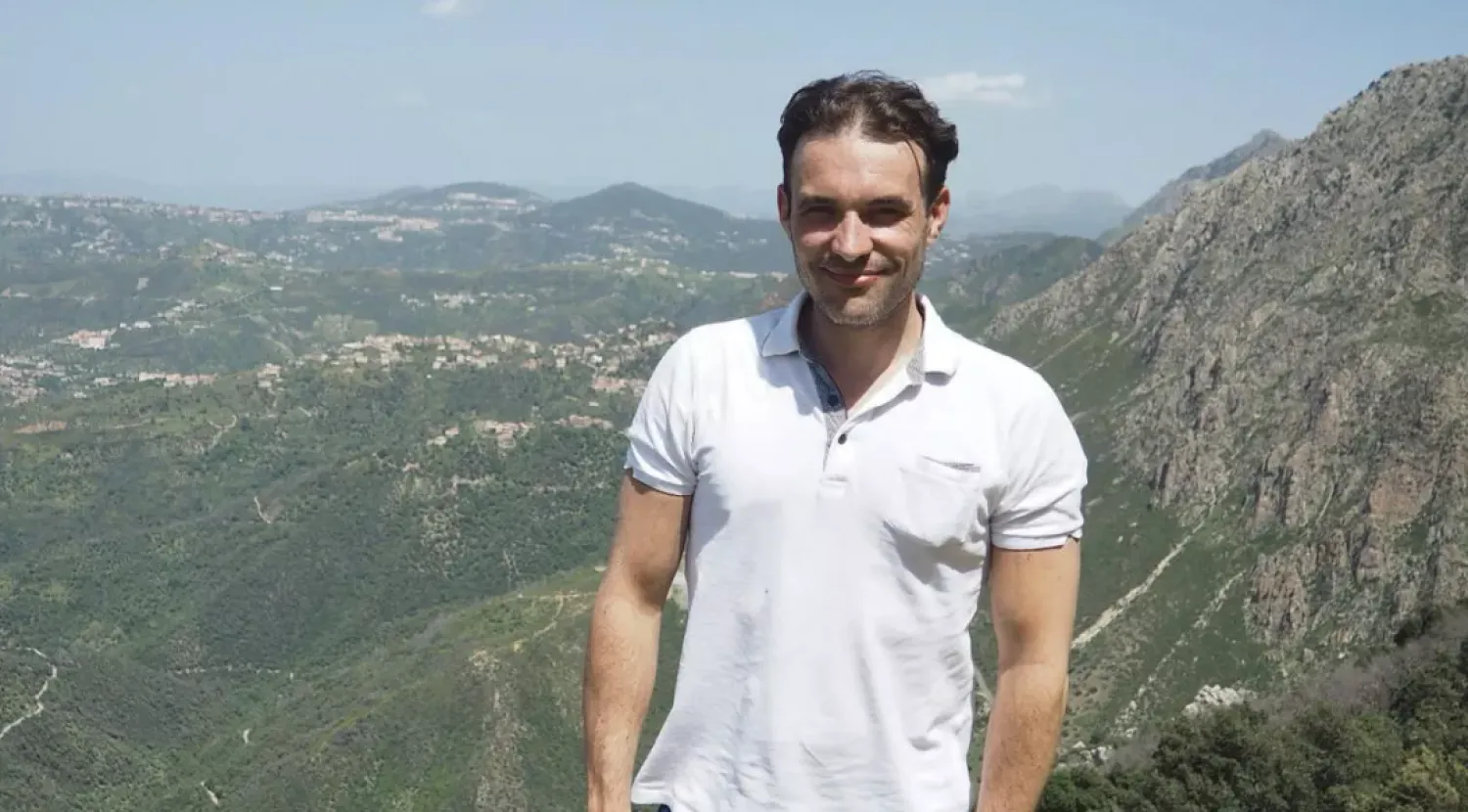 This undated handout photograph, courtesy of the Gleizes family, released on June 30, 2025, shows Christophe Gleizes, a prominent French sports journalist, at an unknown location. © So Press/RSF via AFP
