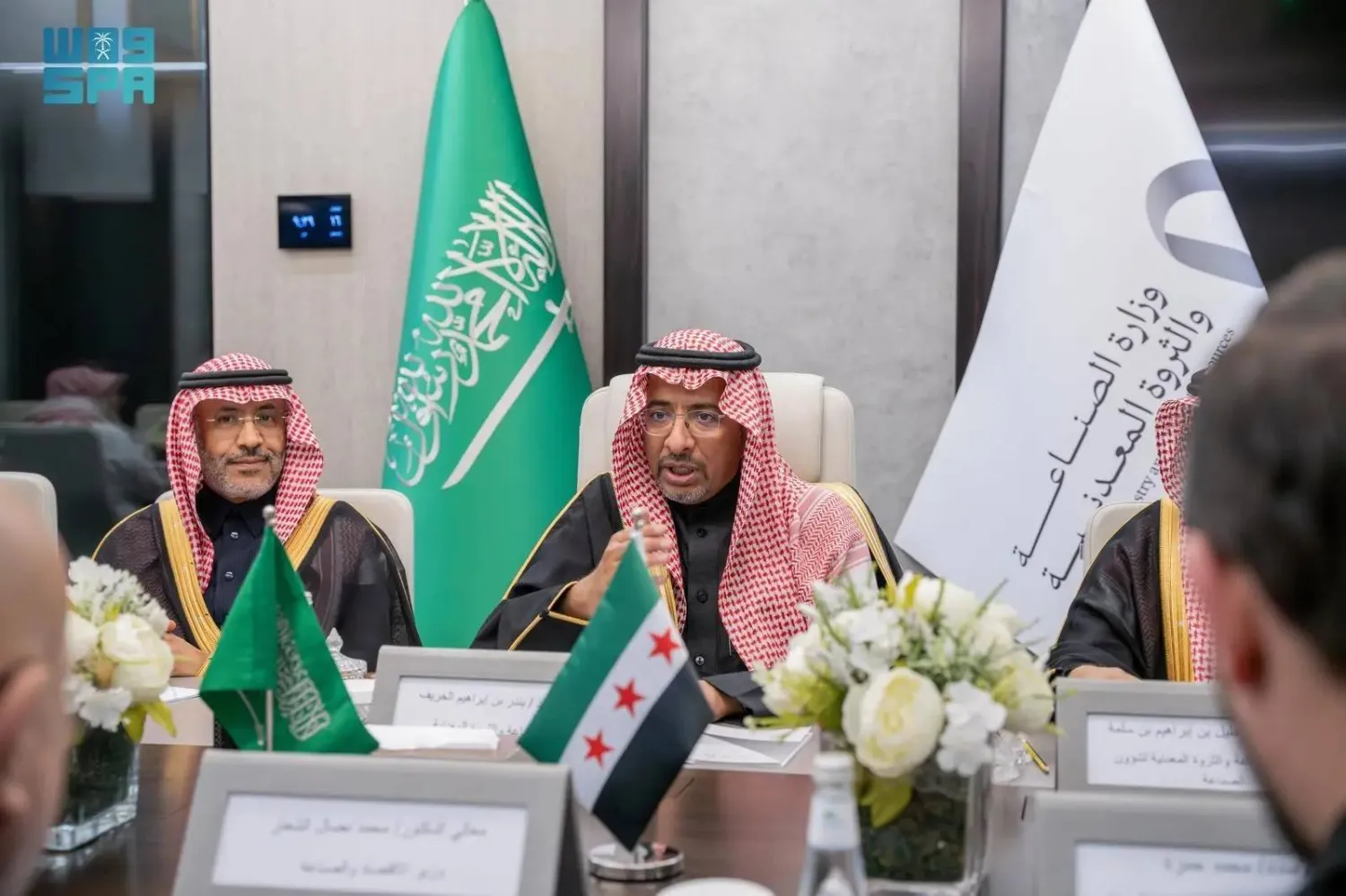 Saudi Minister of Industry and Mineral Resources Bandar Alkhorayef during Tuesday's meeting. (SPA)