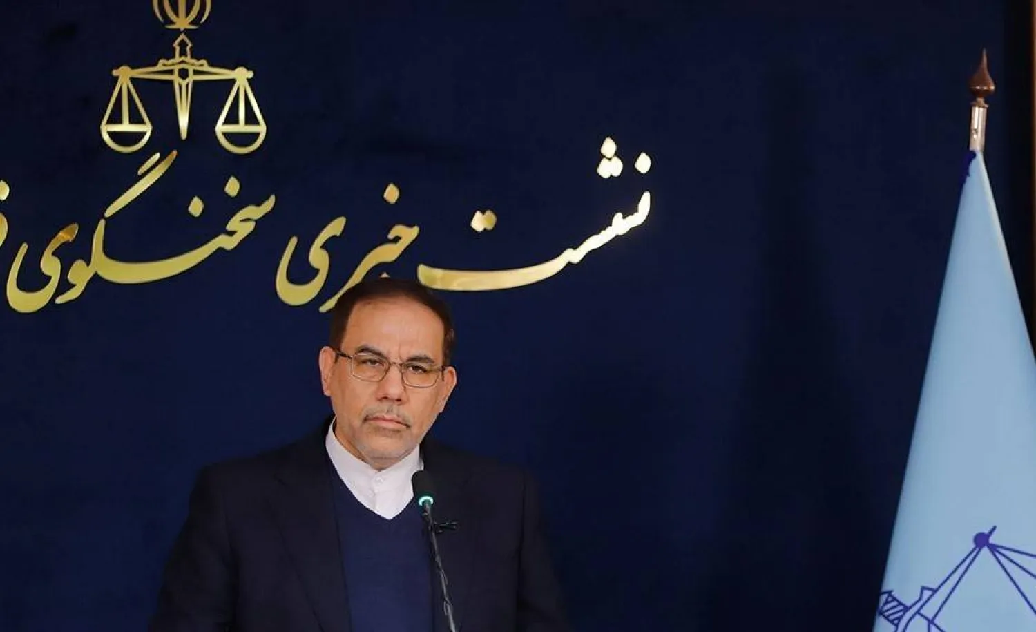 المتحدث باسم السلطة القضائية أصغر جهانغير خلال مؤتمر صحافي الثلاثاء (ميزان)