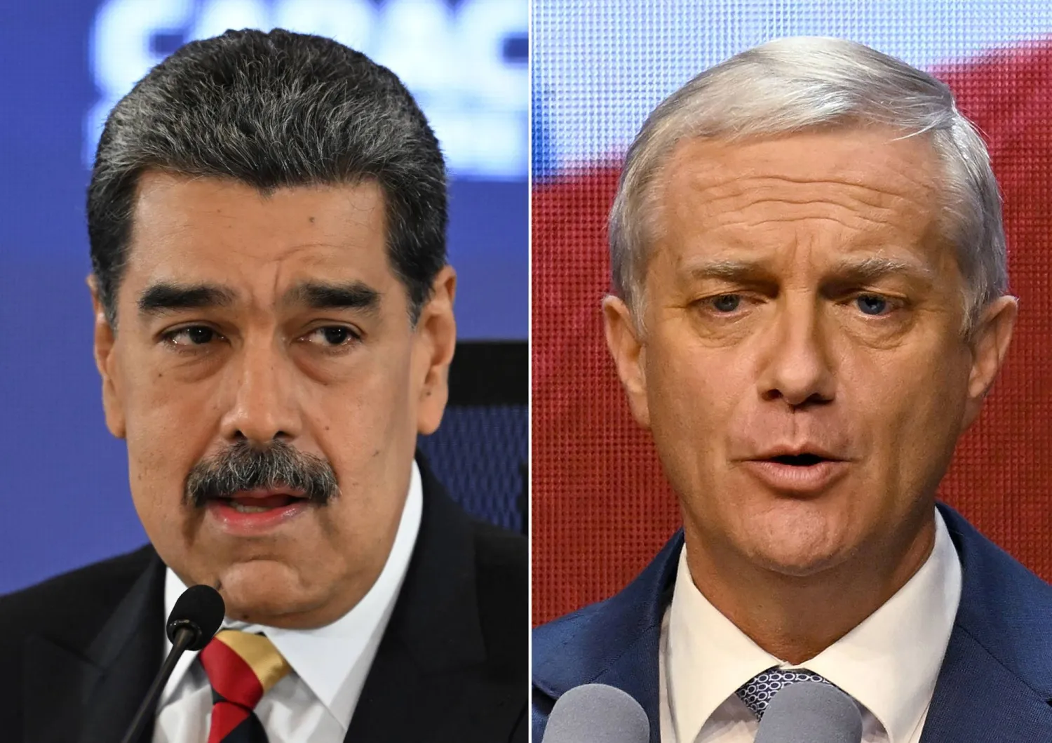 الرئيس المنتخب في تشيلي خوسيه أنطونيو كاست والرئيس الفنزويلي نيكولاس مادورو (أ.ف.ب)