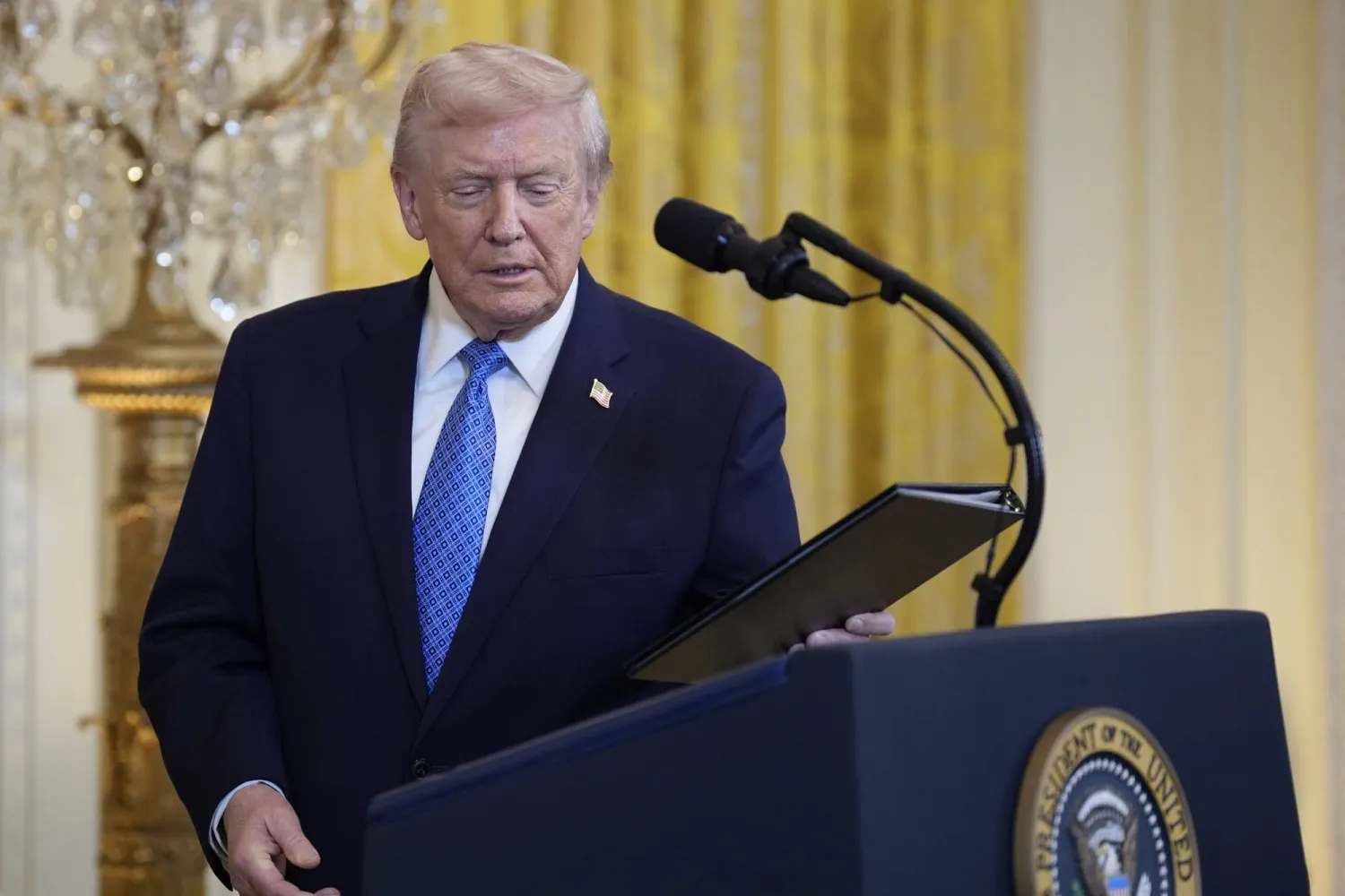 US President Donald Trump participates in a Hanukkah reception in the East Room at the White House in Washington, DC, USA, 16 December 2025. EPA/YURI GRIPAS / POOL
