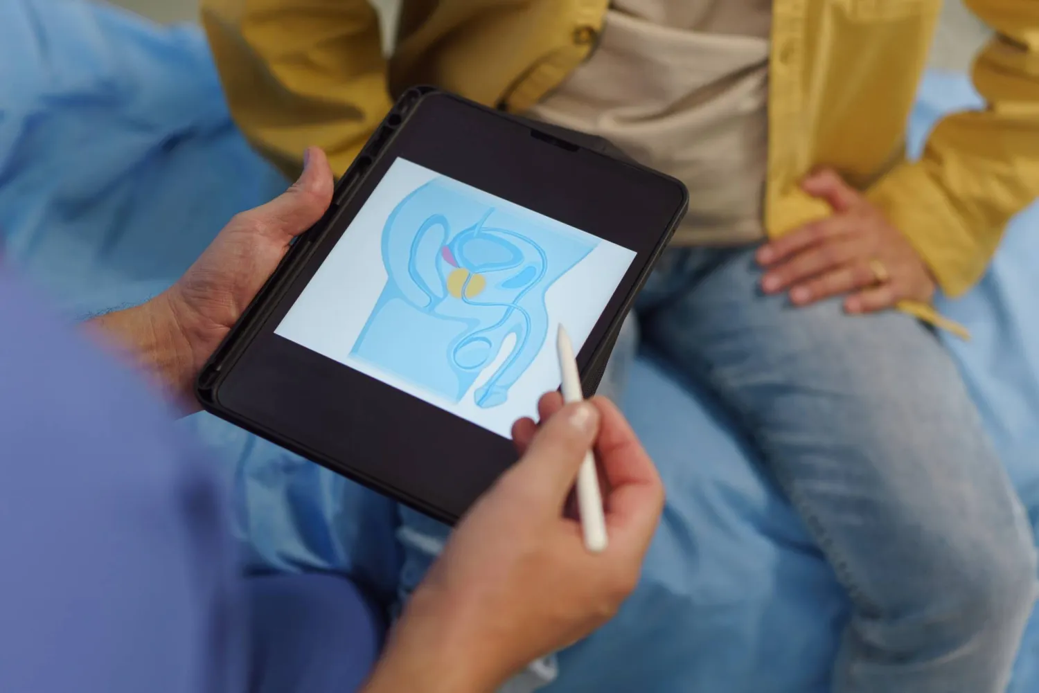 طبيب يتناقش مع مريض حول صحة البروستاتا