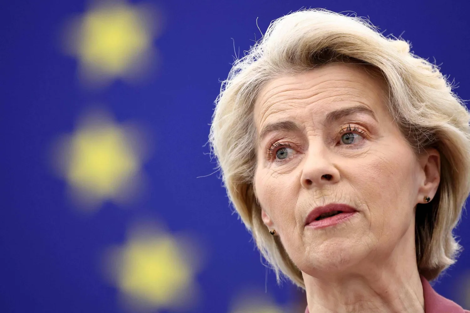 European Commission President Ursula von der Leyen speaks during a debate on the preparation of a European Council meeting, at the European Parliament in Strasbourg, eastern France, on December 17, 2025. (Photo by FREDERICK FLORIN / AFP)