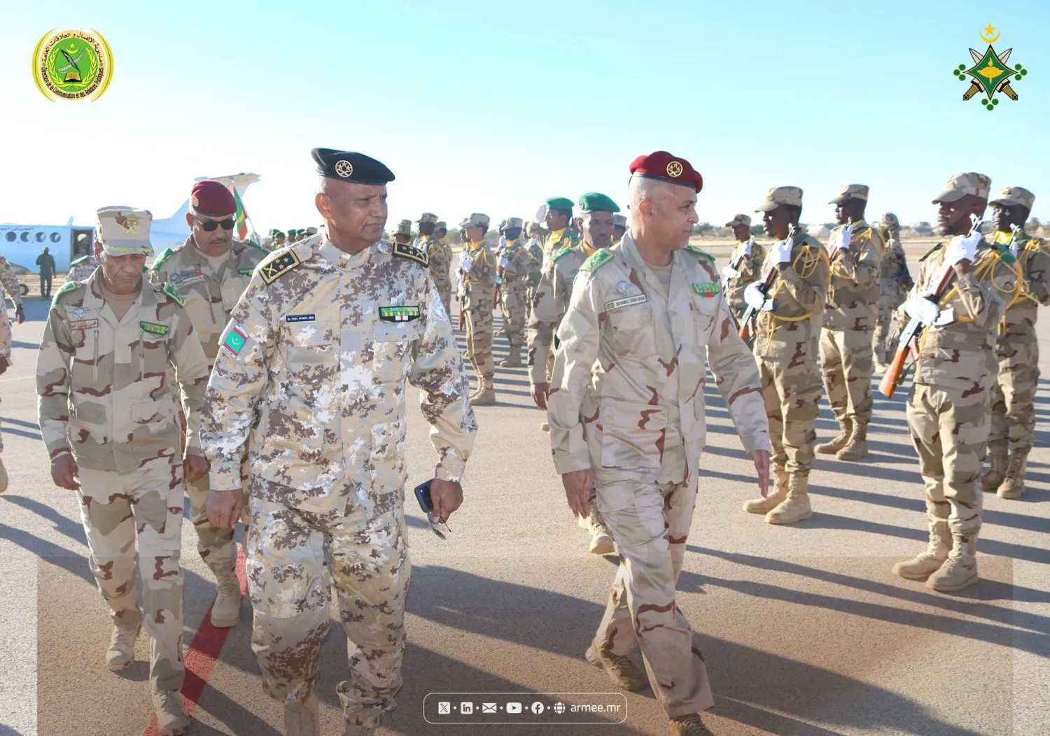 قيادة الجيش الموريتاني خلال زيارة لمناورات هي الأولى من نوعها في البلد (الجيش الموريتاني)