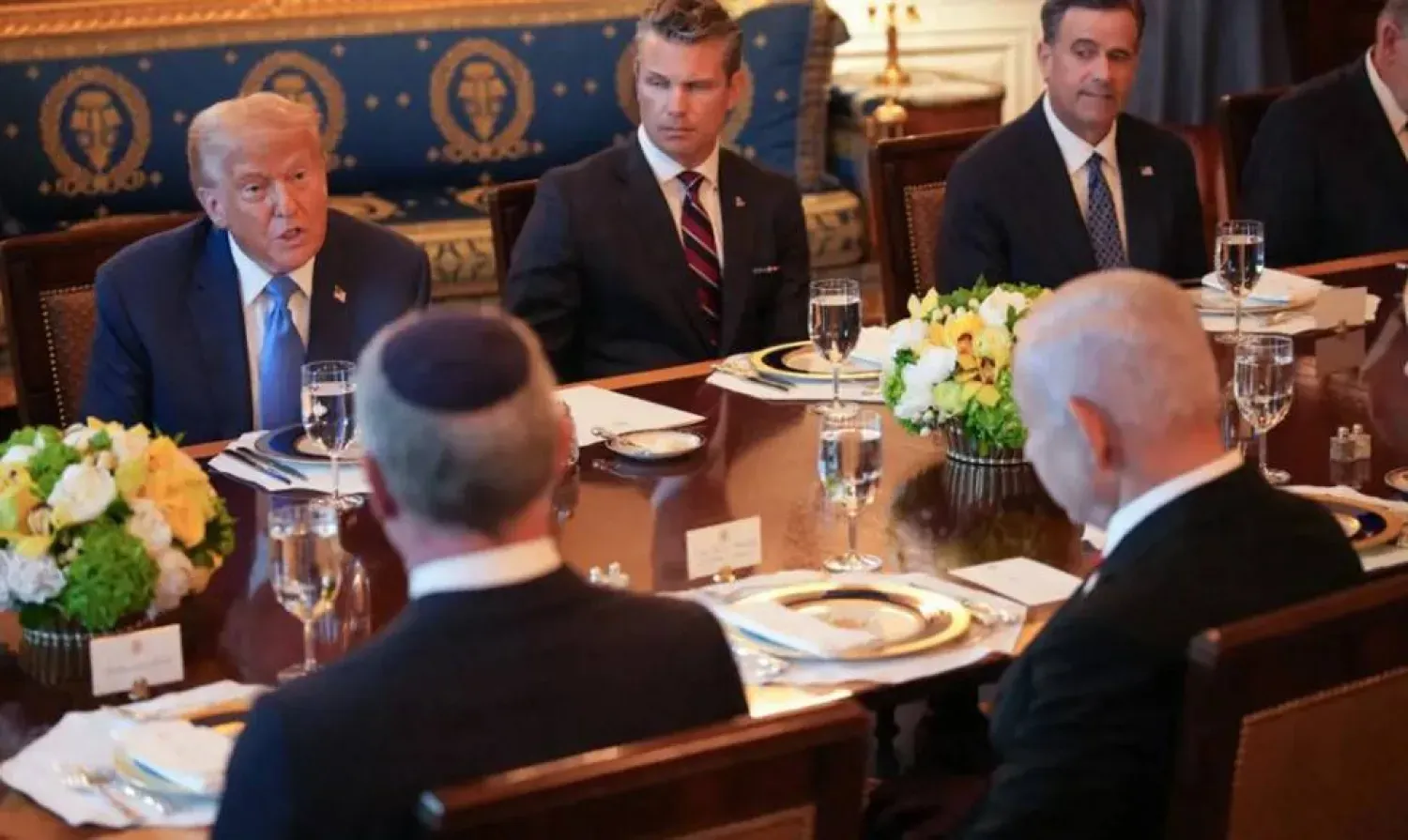 Temmuz 2025'te Beyaz Saray'da Trump ve Netanyahu arasında gerçekleşen görüşmeden (AFP)