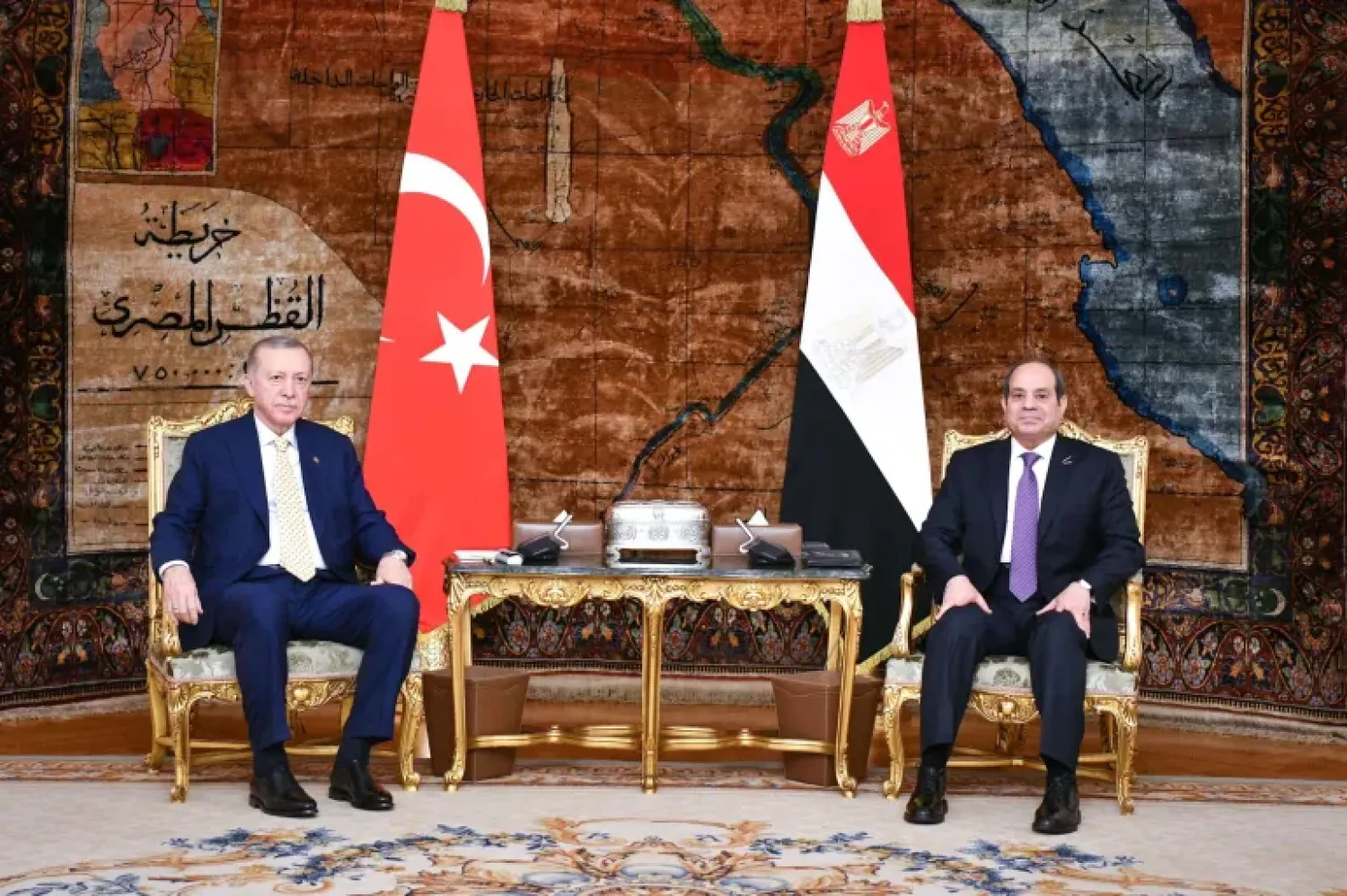 الرئيس المصري عبد الفتاح السيسي خلال استقبال نظيره التركي رجب طيب إردوغان بالقاهرة في فبراير 2024 (الرئاسة المصرية)