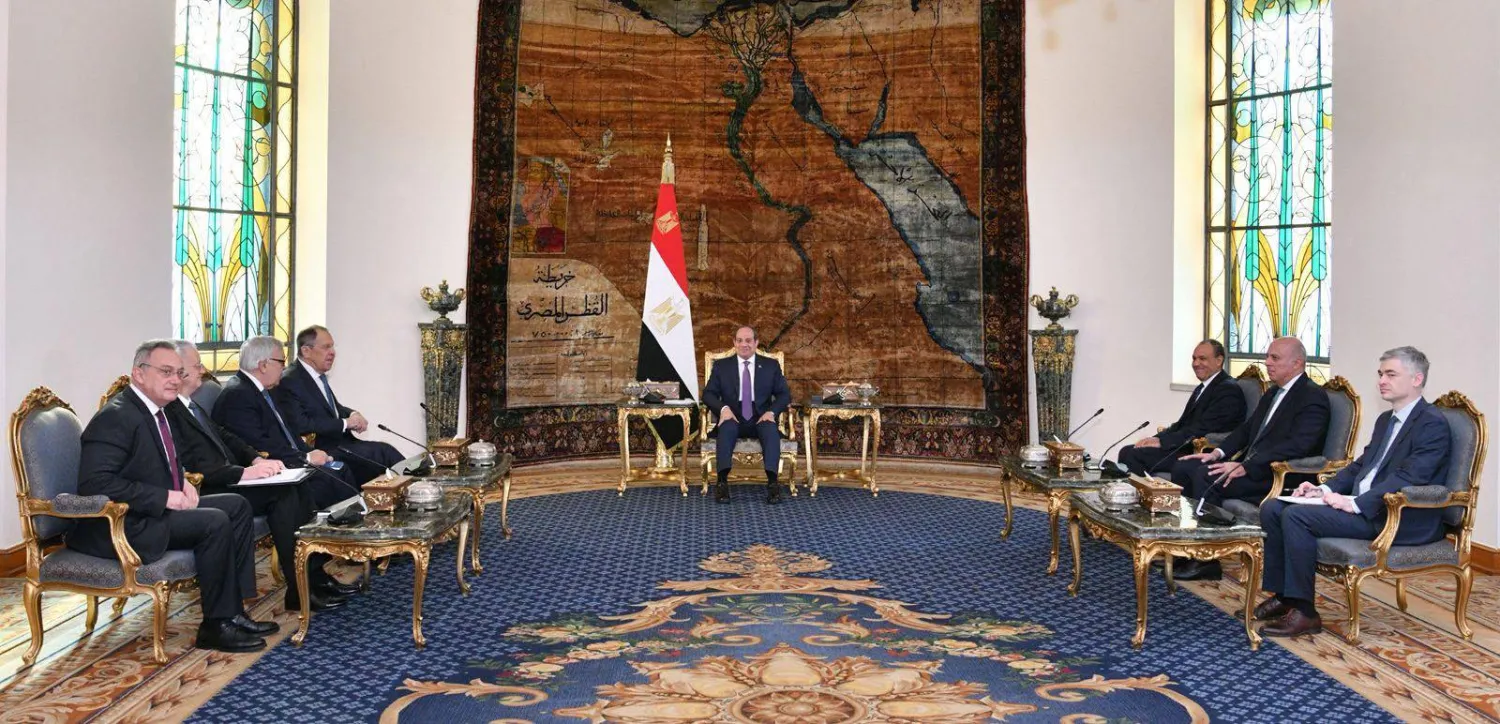 محادثات الرئيس المصري عبد الفتاح السيسي مع وزير الخارجية الروسي في القاهرة السبت (الرئاسة المصرية)