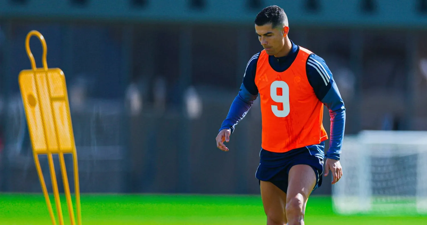 رونالدو خلال مشاركته في تدريبات النصر (الشرق الأوسط)