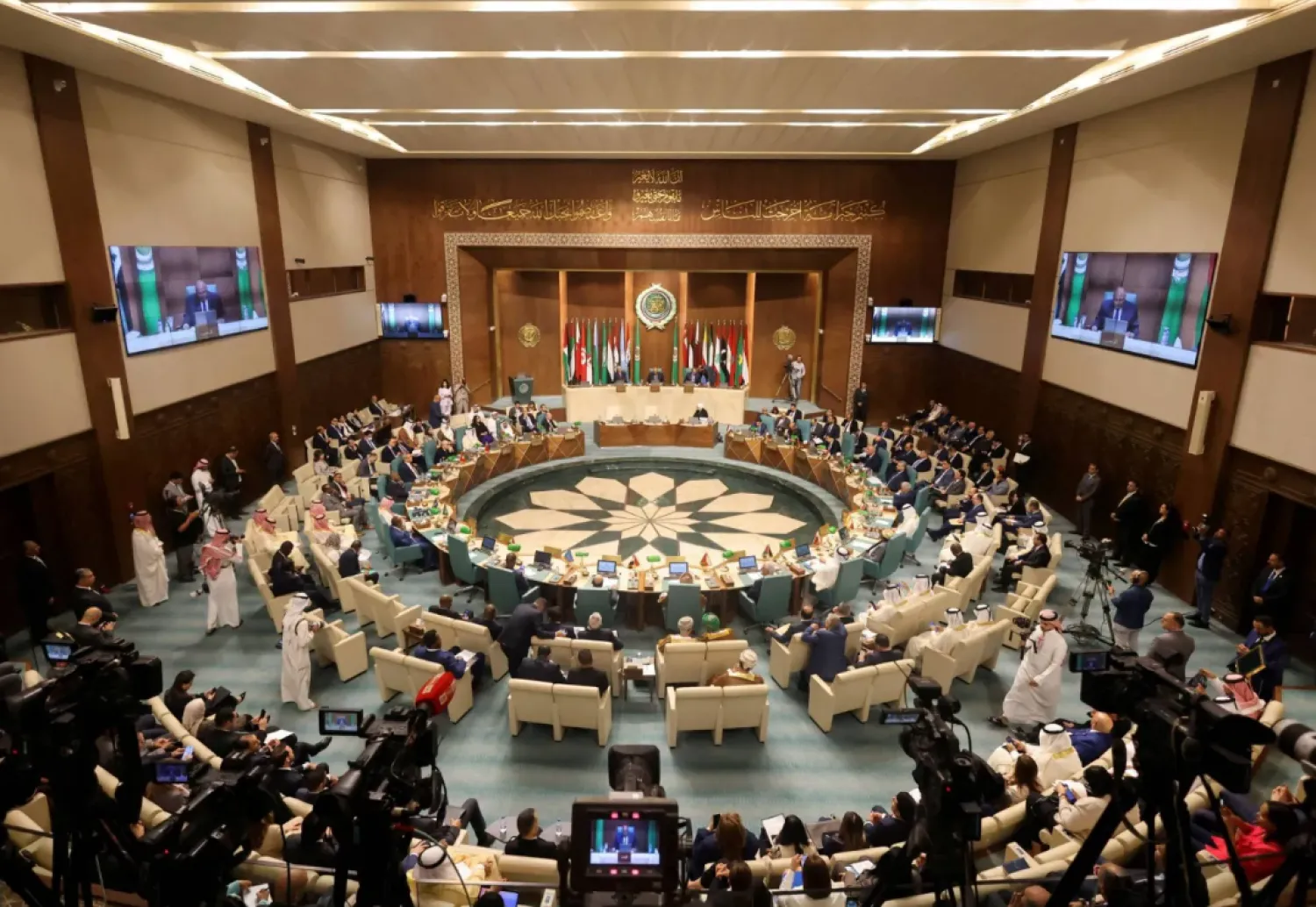 A general view shows the opening session of the meeting of Arab foreign ministers at the Arab League Headquarters (Reuters)
