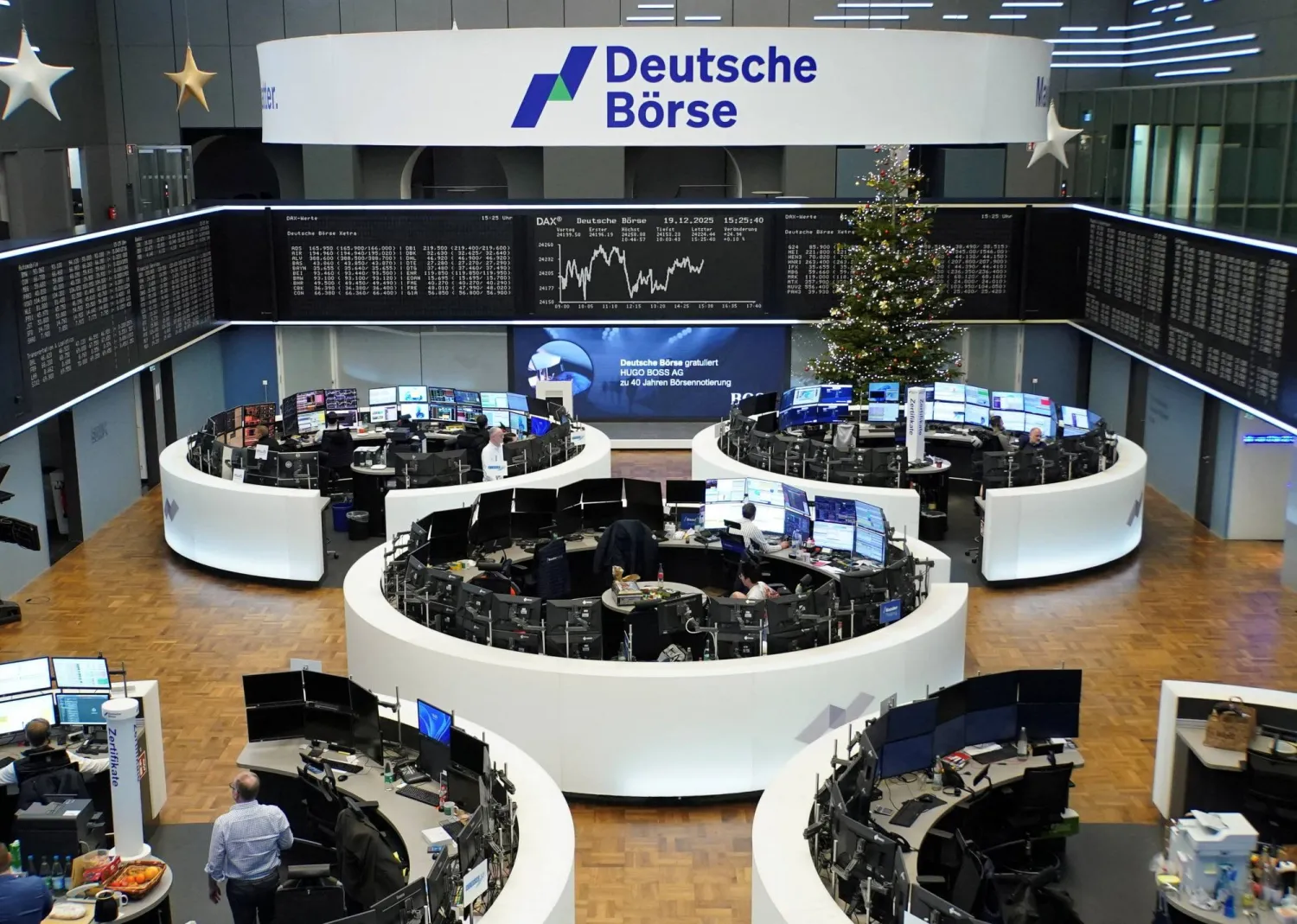 مخطط مؤشر الأسهم الألماني «داكس» في بورصة فرانكفورت (رويترز)