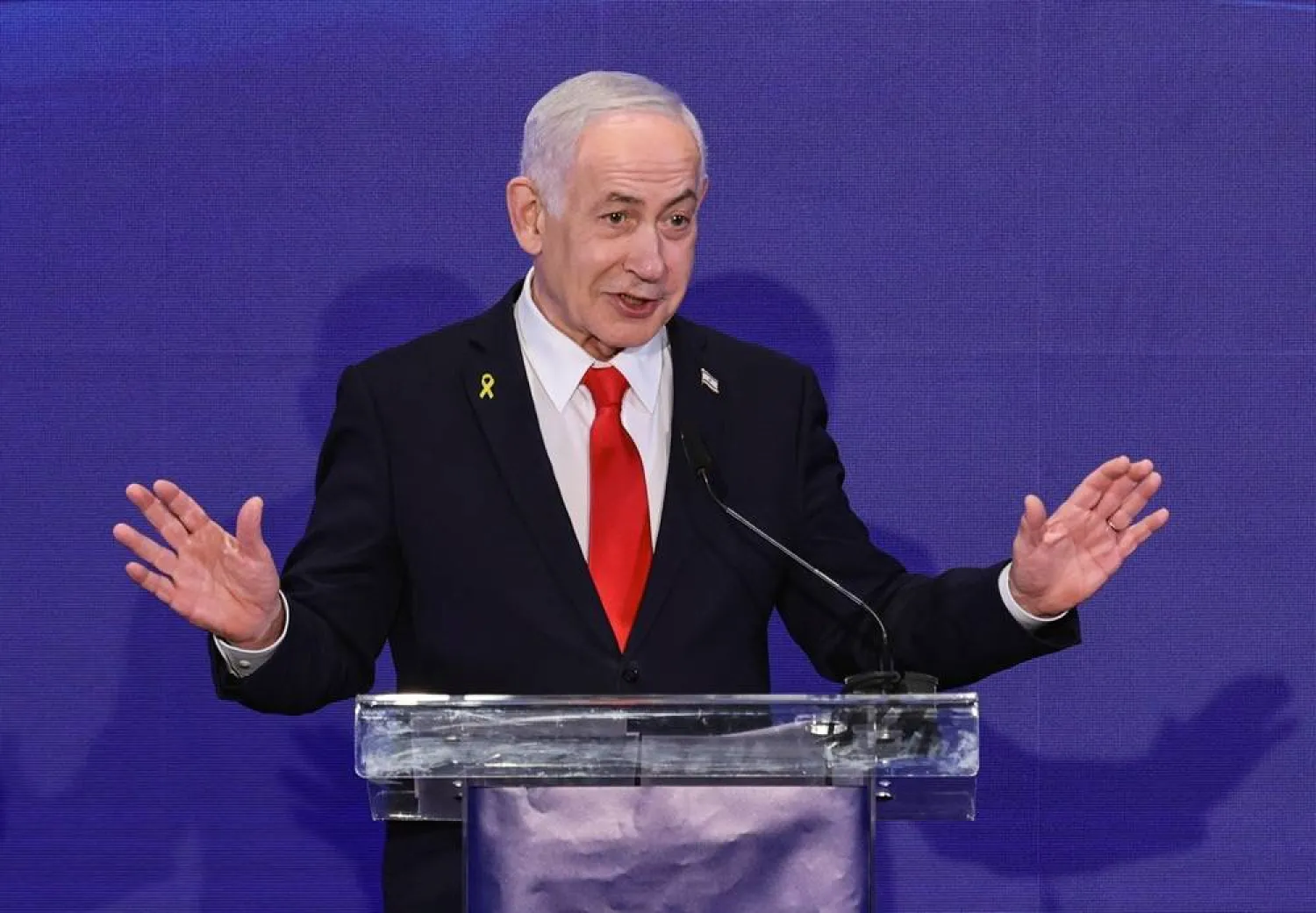 Israeli Prime Minister Benjamin Netanyahu speaks during a joint press conference with Cypriot President Nikos Christodoulides and Greek Prime Minister Kyriakos Mitsotakis (not pictured) after a trilateral meeting at the Citadel of David Hotel, in Jerusalem, December 22, 2025. (Reuters) 