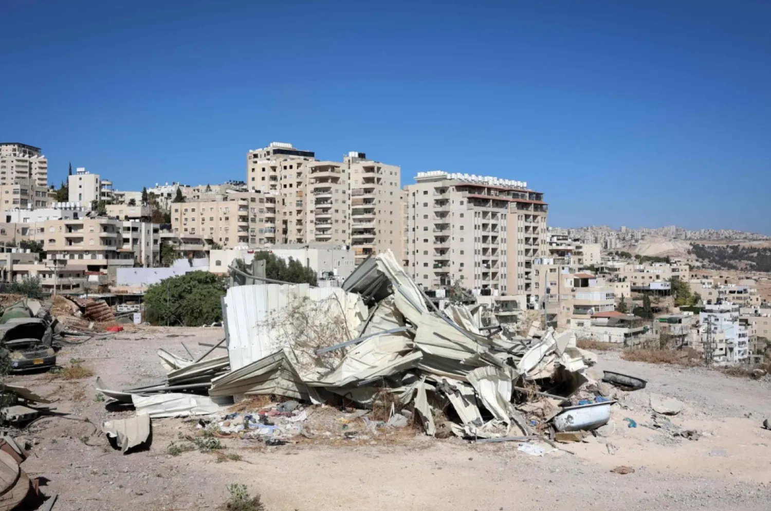 A picture taken on September 30, 2025 shows the demolished house of Yahya Abu Ghaliyeh, a Palestinian from a Bedouin village near the town of Al-Eizariya, also known as Bethany, east of Jerusalem. (AFP)
