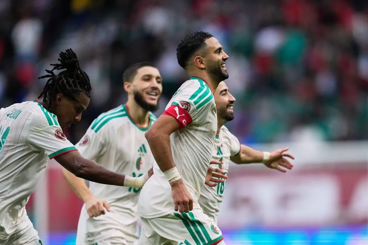 Algeria's Riyad Mahrez celebrates after scoring his side's second goal during the Africa Cup of Nations group E soccer match between Algeria and Sudan in Rabat, Morocco, Wednesday, Dec. 24, 2025. (AP) 