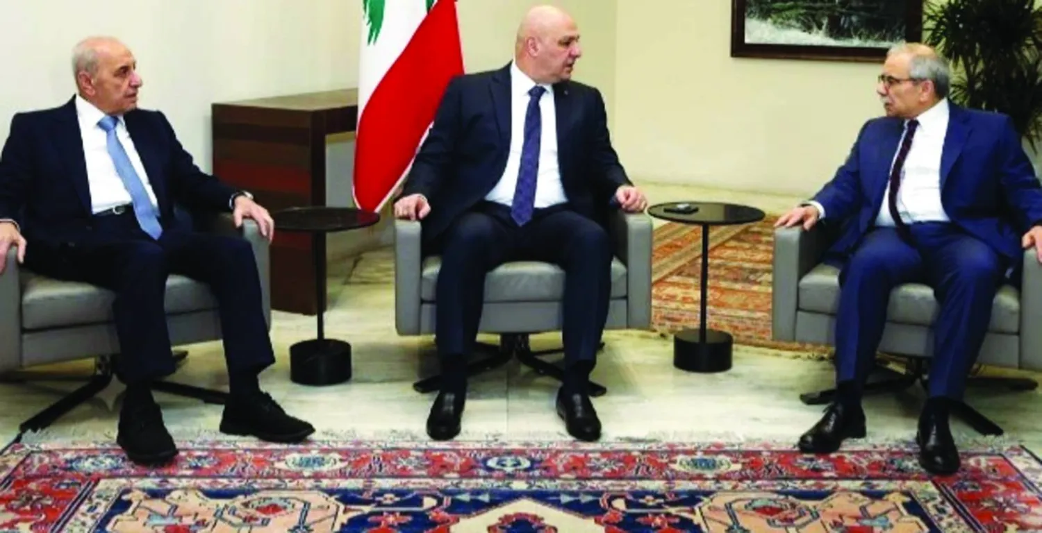 اجتماع سابق لرئيس الجمهورية جوزيف عون ورئيس الحكومة نواف سلام ورئيس البرلمان نبيه بري (الوكالة الوطنية للإعلام)